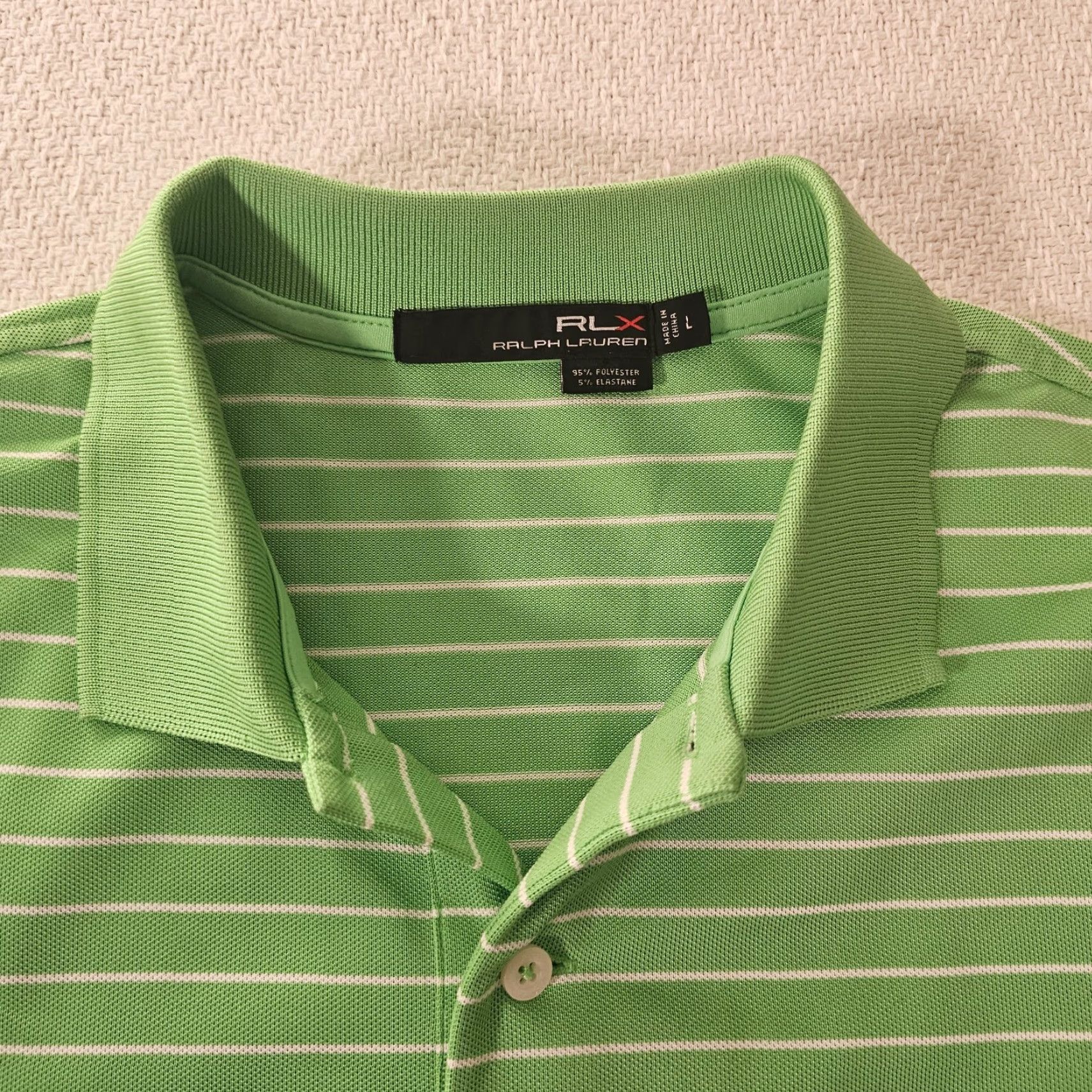 RLX Ralph Lauren RLX Ralph Lauren Polo Shirt Golf Striped Green Large Jersey Stretch Breathable Casual Size US L / EU 52-54 / 3 - 2 Thumbnail