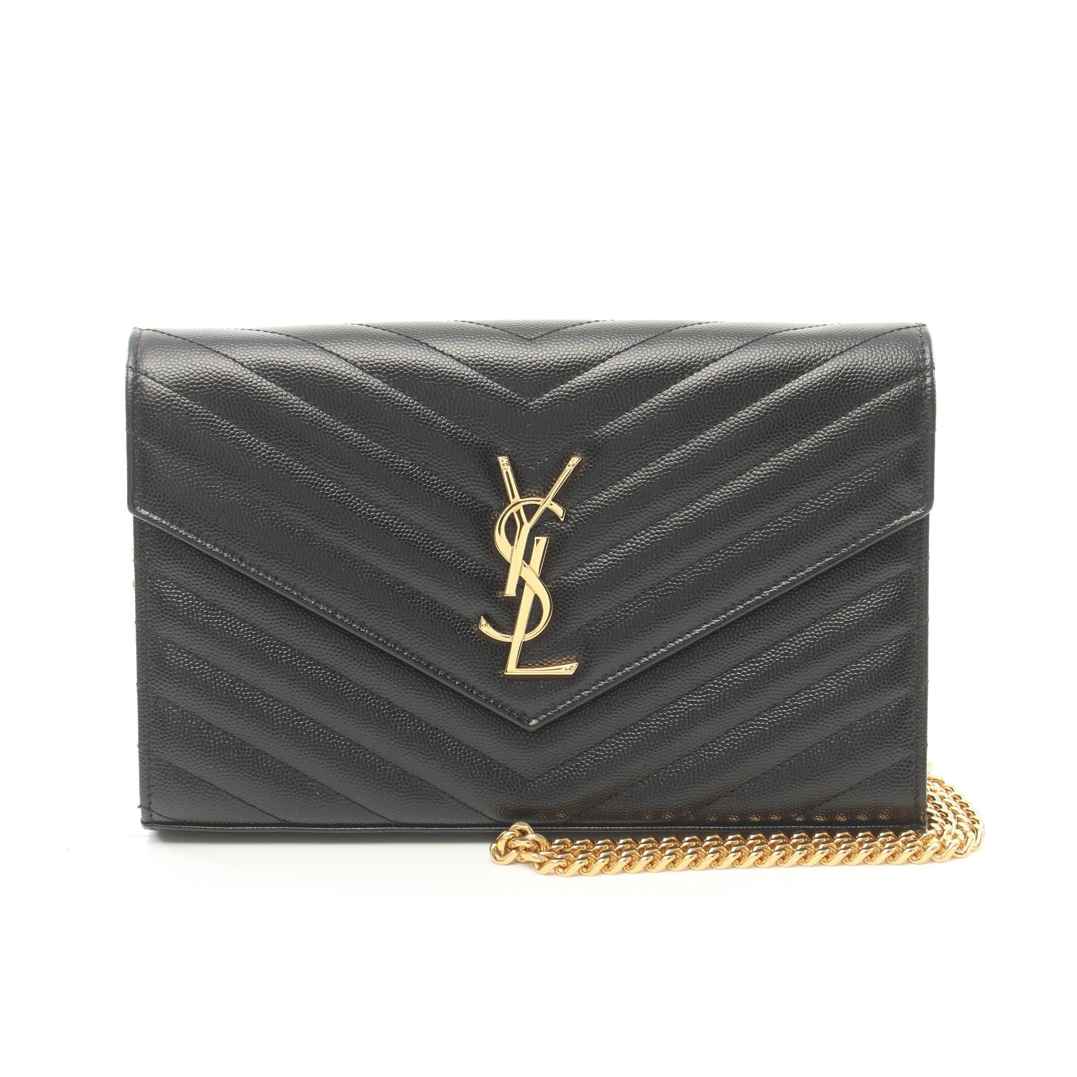 Yves Saint Laurent Yves Saint Laurent Monogram Saint Laurent Chain Wallet Leather Black Size ONE SIZE - 1 Thumbnail