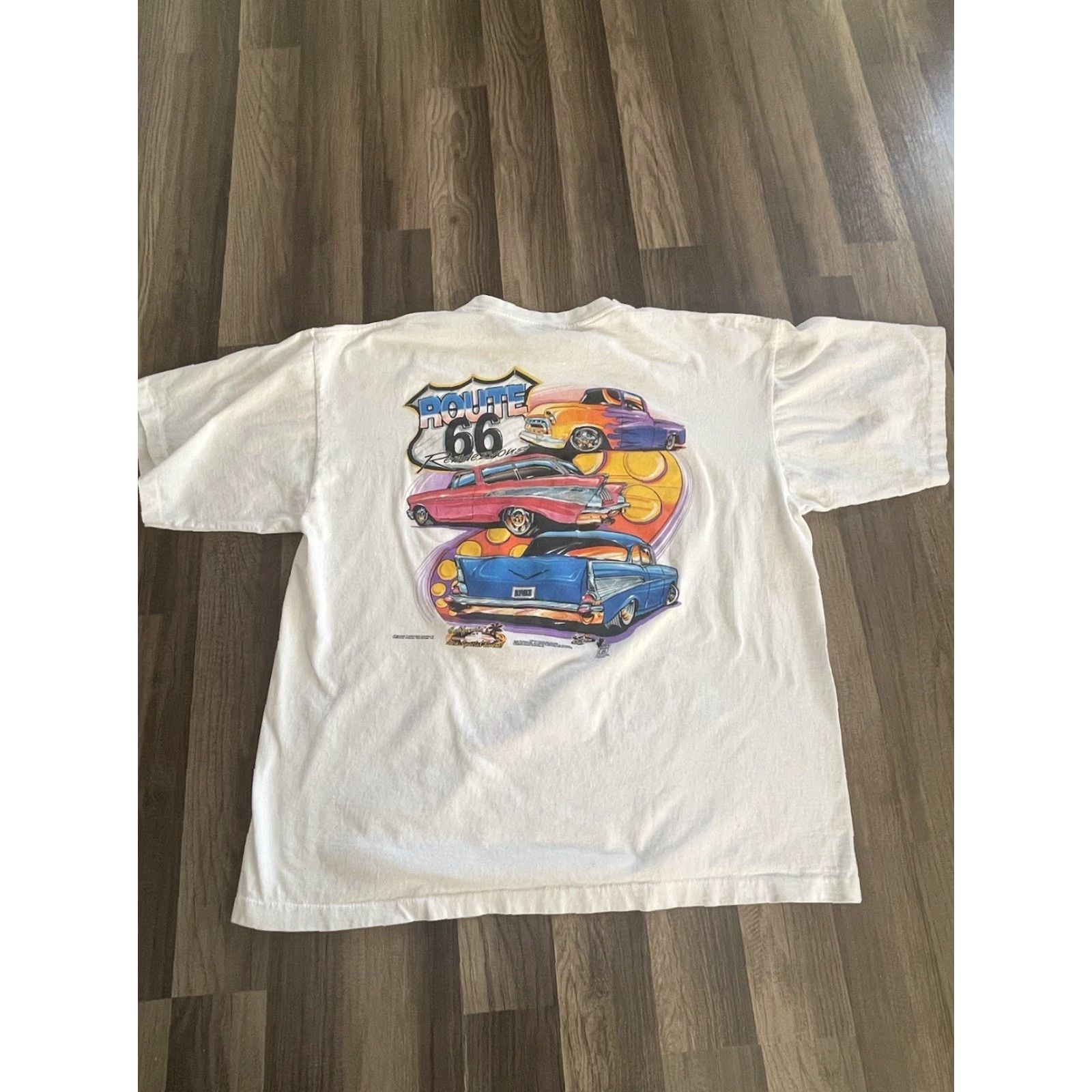Vintage VINTAGE Route 66 Chevy T-Shirt White 2XL Men Regular White 2XL Mens Chevy T-Shirt Route 66 Size US XXL / EU 58 / 5 - 7 Thumbnail