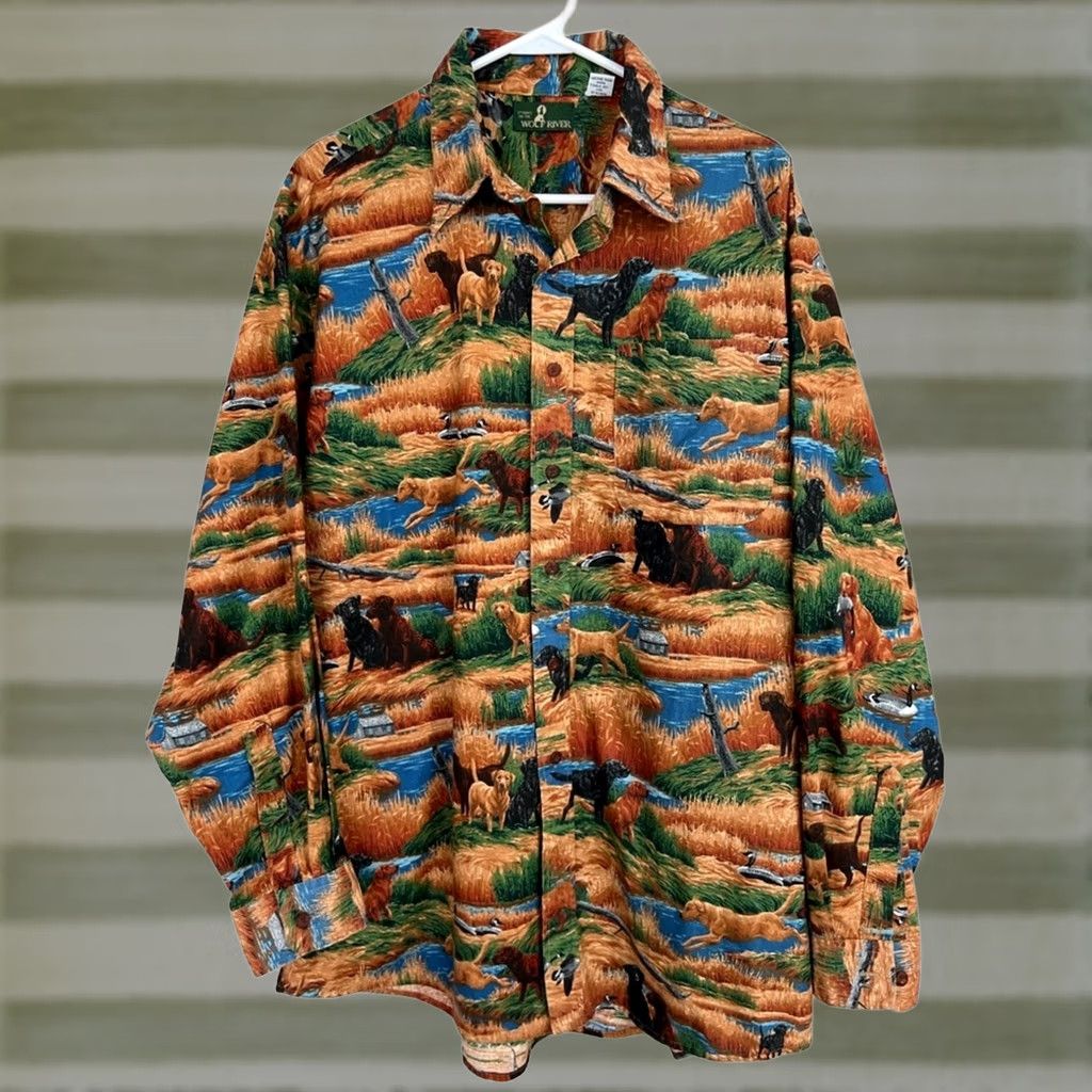 Vintage VINTAGE 3 Forks The Wolf River Shirt XL Labrador Hunting Button Up Mens USA Size US XL / EU 56 / 4 - 1 Thumbnail