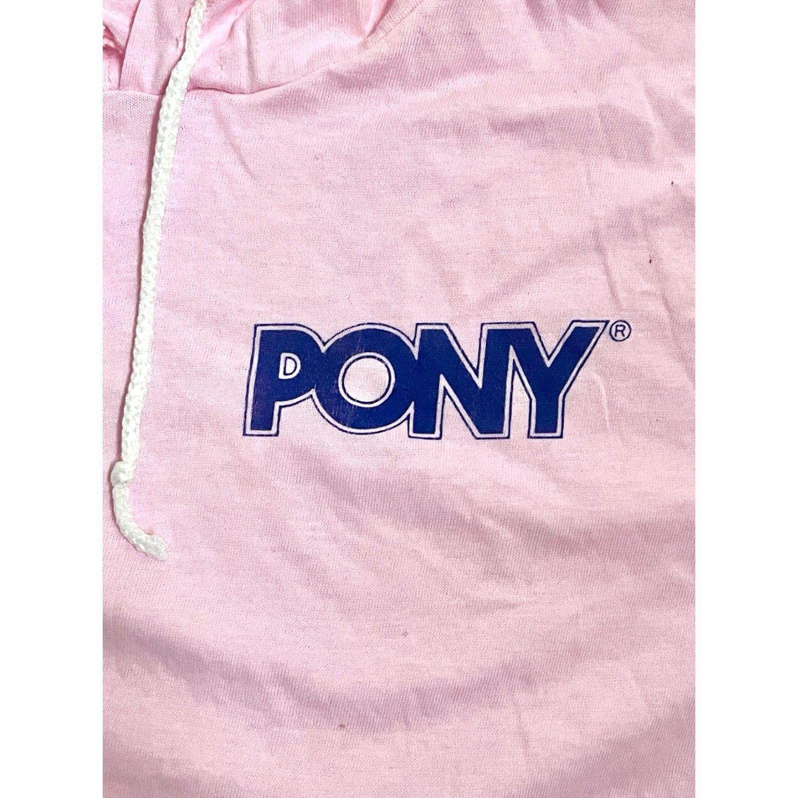 PONY VINTAGE PONY Hoodie Womens Small NWT Deadstock 90s 100% Cotton Pink Navy Logo Pullover Kangaroo Pocket Made in USA Womens Size S / US 4 / IT 40 - 5 Thumbnail