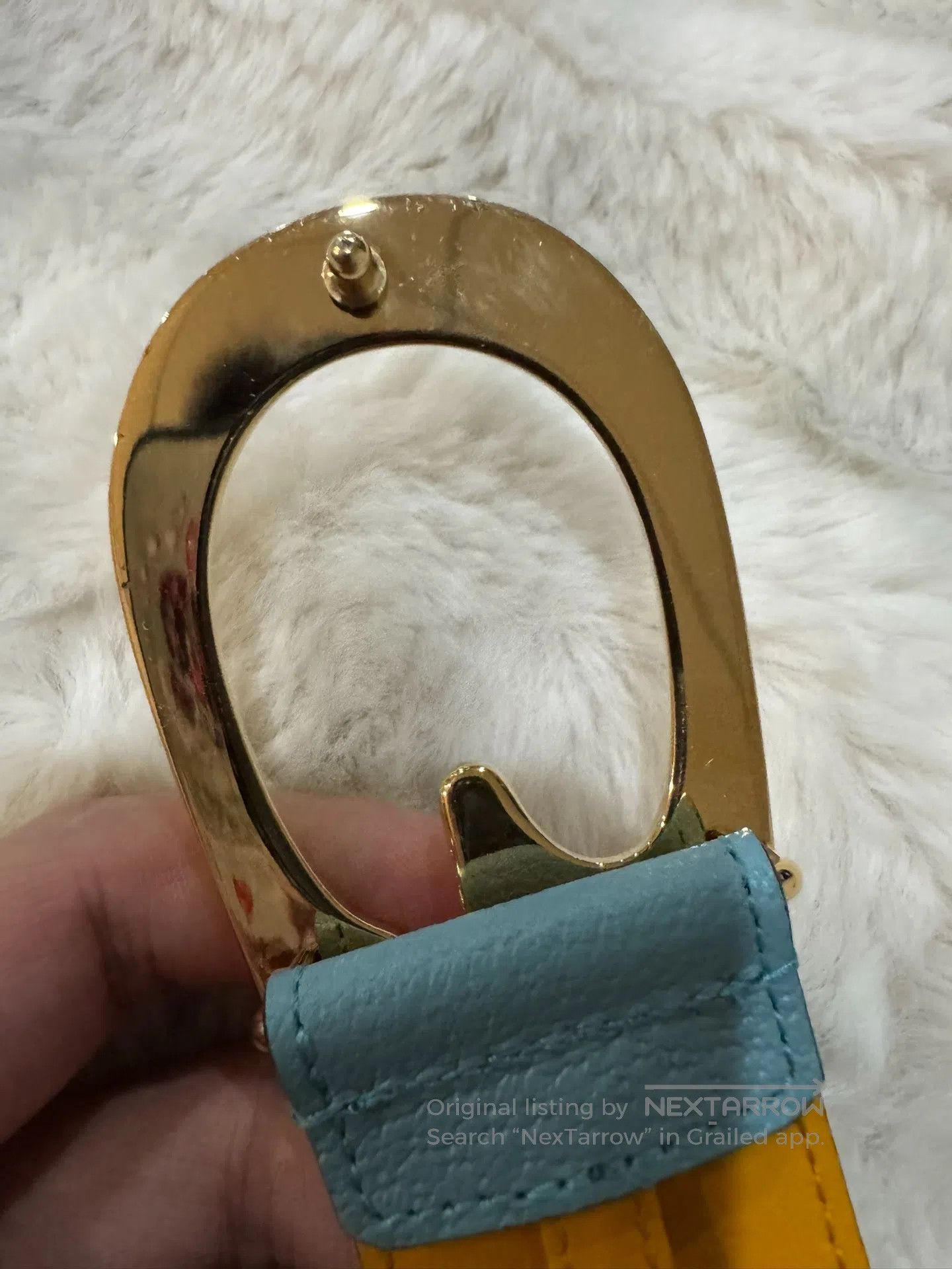 Gucci Guicci size 85 Gold buckle color-blocked waist belt| Size ONE SIZE - 5 Thumbnail