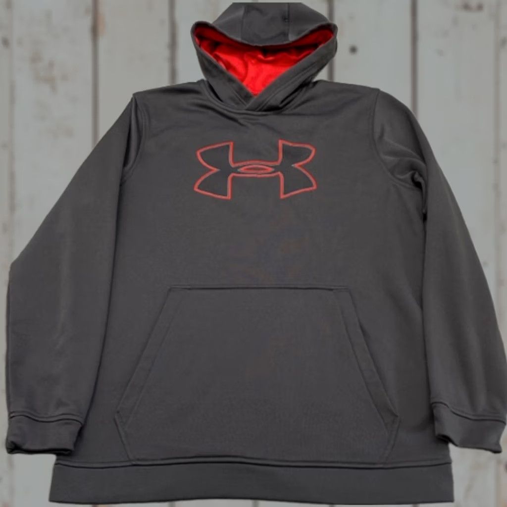 Under Armour Under Armour Hoodie Men M Gray Large Logo Pullover Sweatshirt 6024 Glow Loose Fit Graphic Print Size US M / EU 48-50 / 2 - 1 Thumbnail