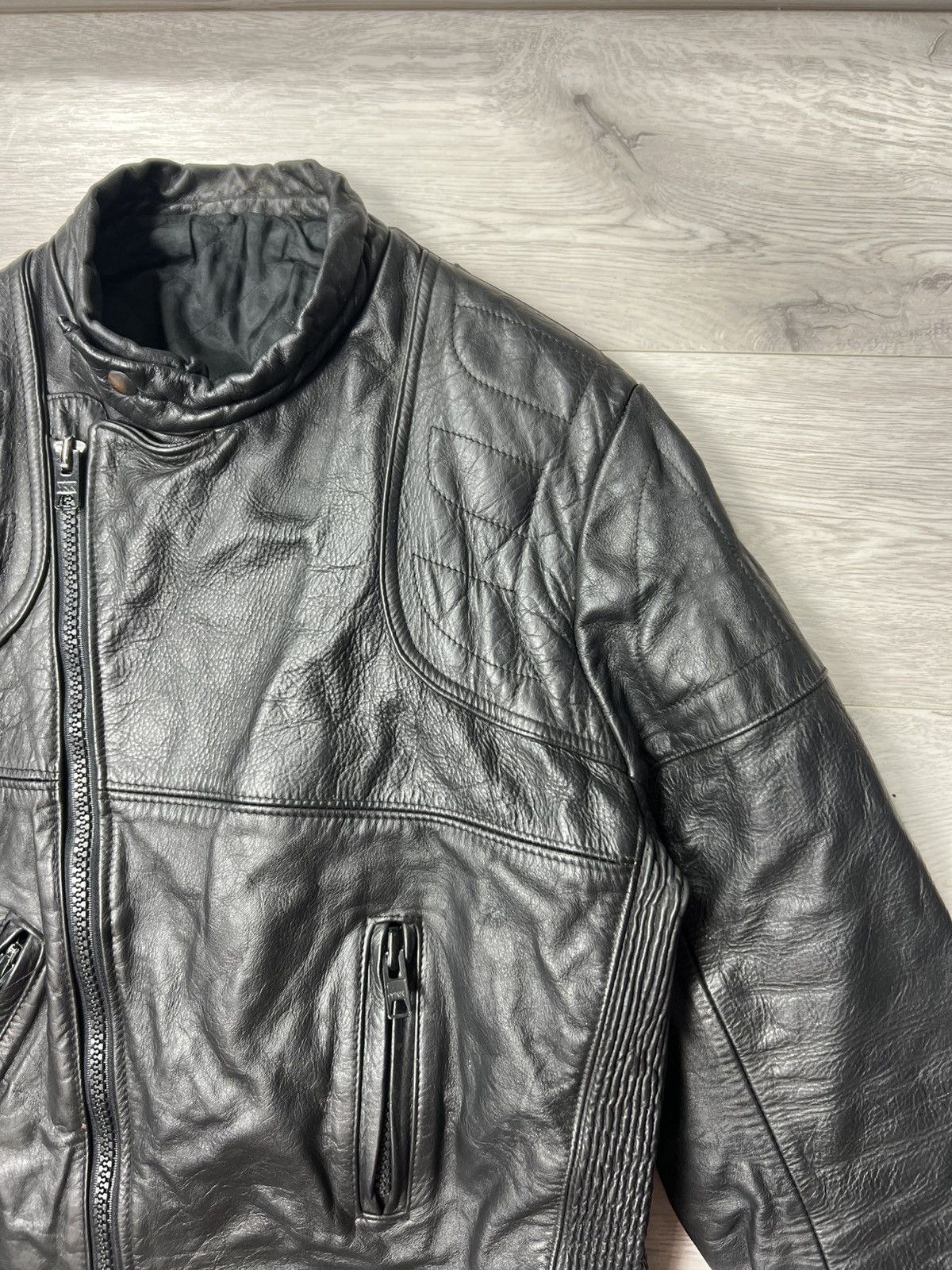 Genuine Leather Vintage Heavyweight Biker Motorcycle Leather Jacket Racing Size US M / EU 48-50 / 2 - 8 Thumbnail