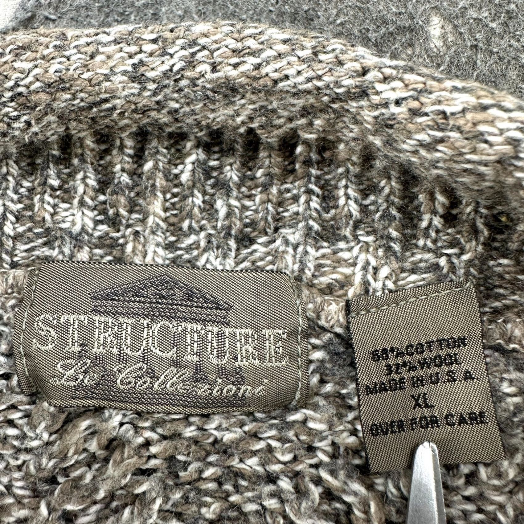 Vintage VINTAGE Structure Sweater Mens XL Brown Cable-Knit Cotton Wool Pullover 90s Season Fall Winter Men Size US XL / EU 56 / 4 - 4 Thumbnail