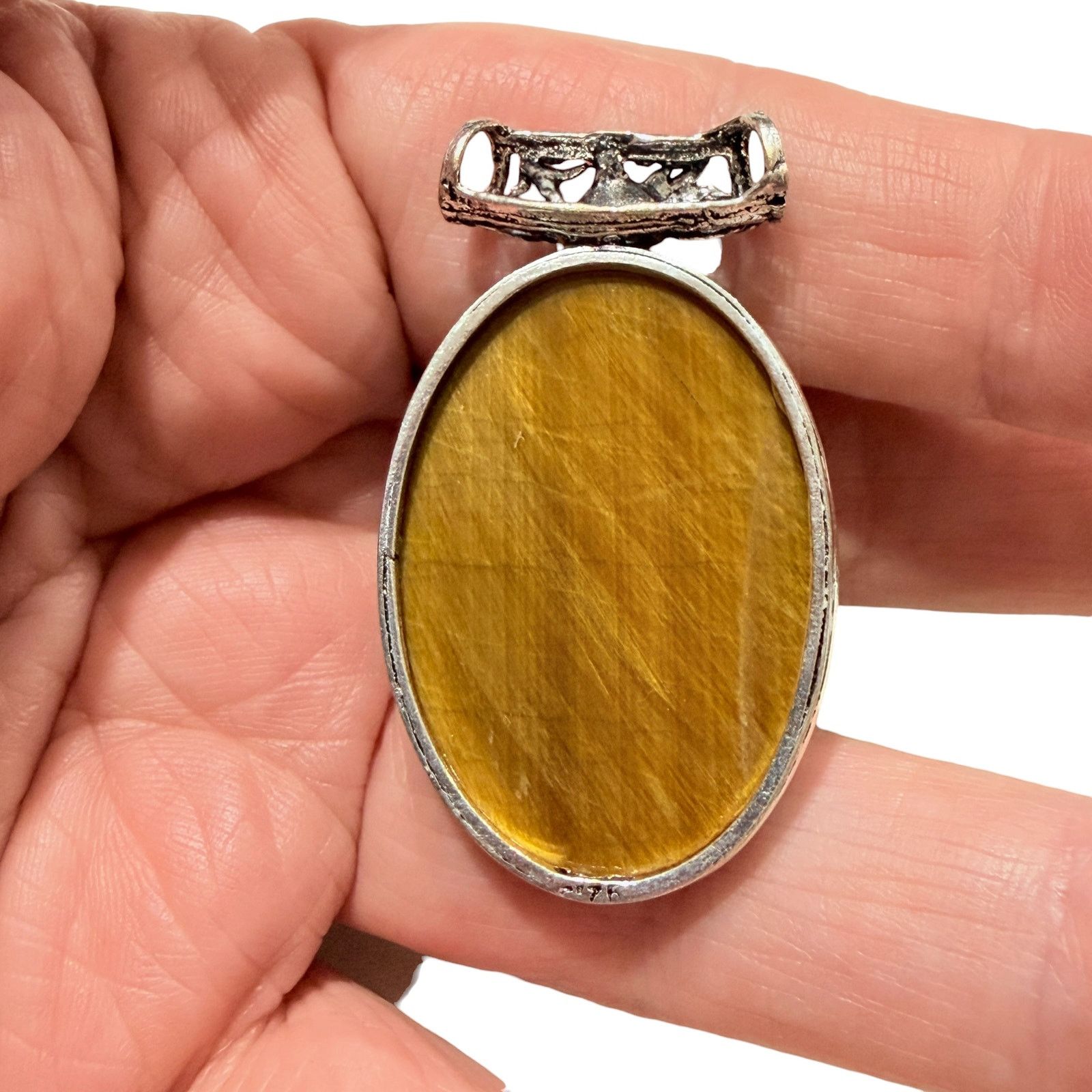The Unbranded Brand Tiger Eye Evil Eye Pendant Sterling Silver Plated Size ONE SIZE - 5 Thumbnail