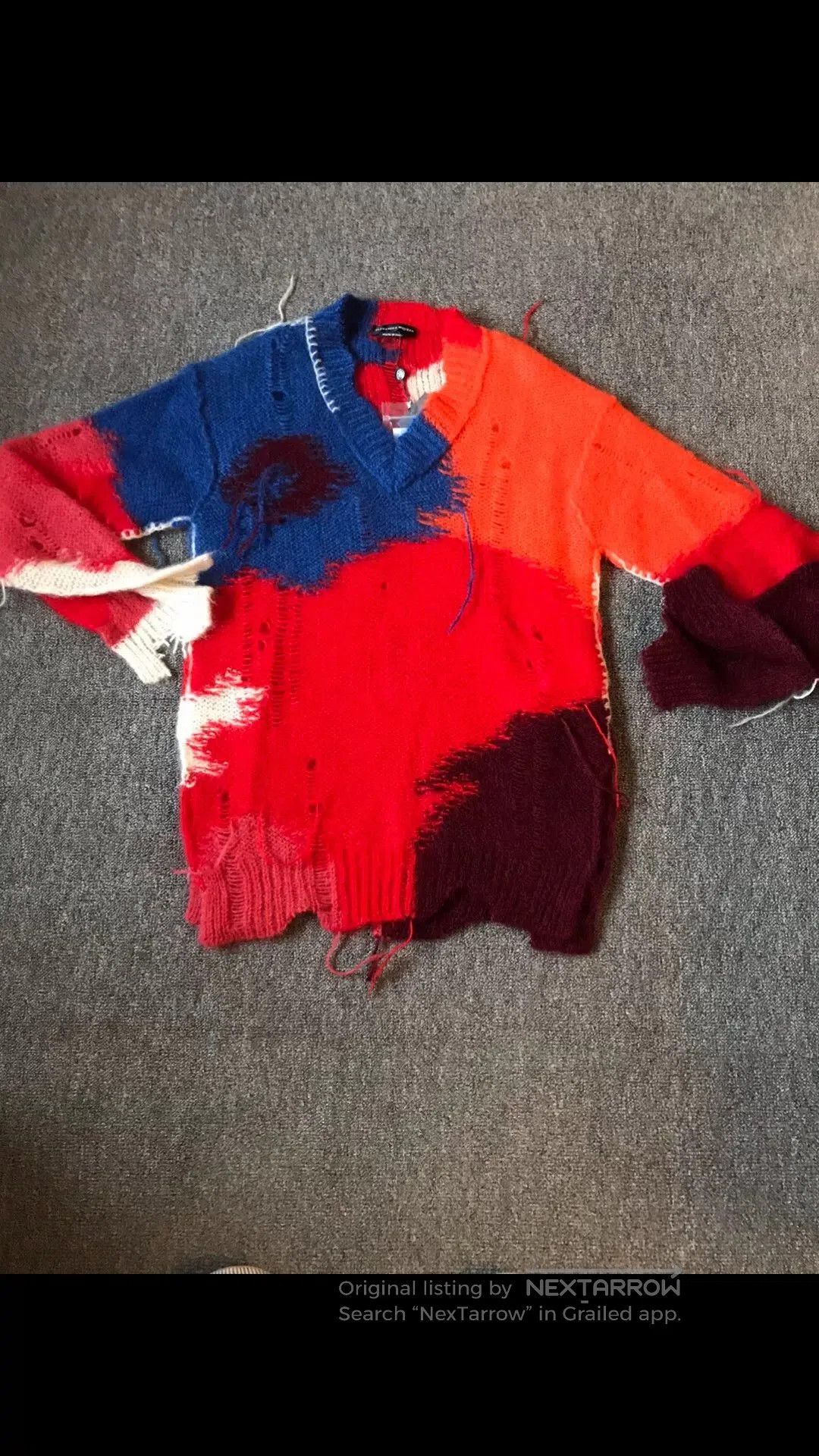 Alexander McQueen Alexander McQueen V-Neck Distressed Sweater. Size US M / EU 48-50 / 2 - 3 Thumbnail