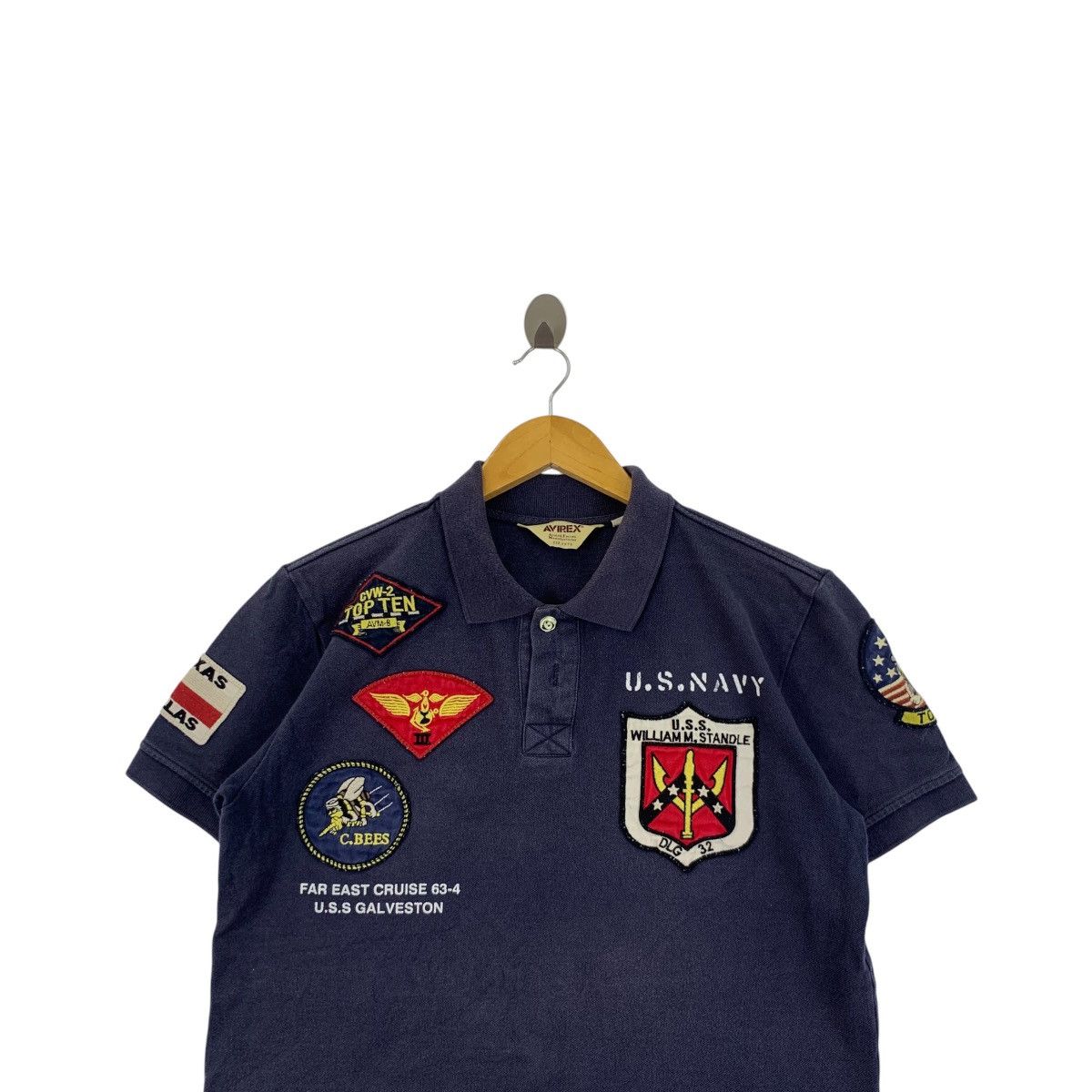 Avirex Vintage AVIREX USN TOMCAT US Navy Dallas Polo Size L / US 10 / IT 46 - 2 Thumbnail