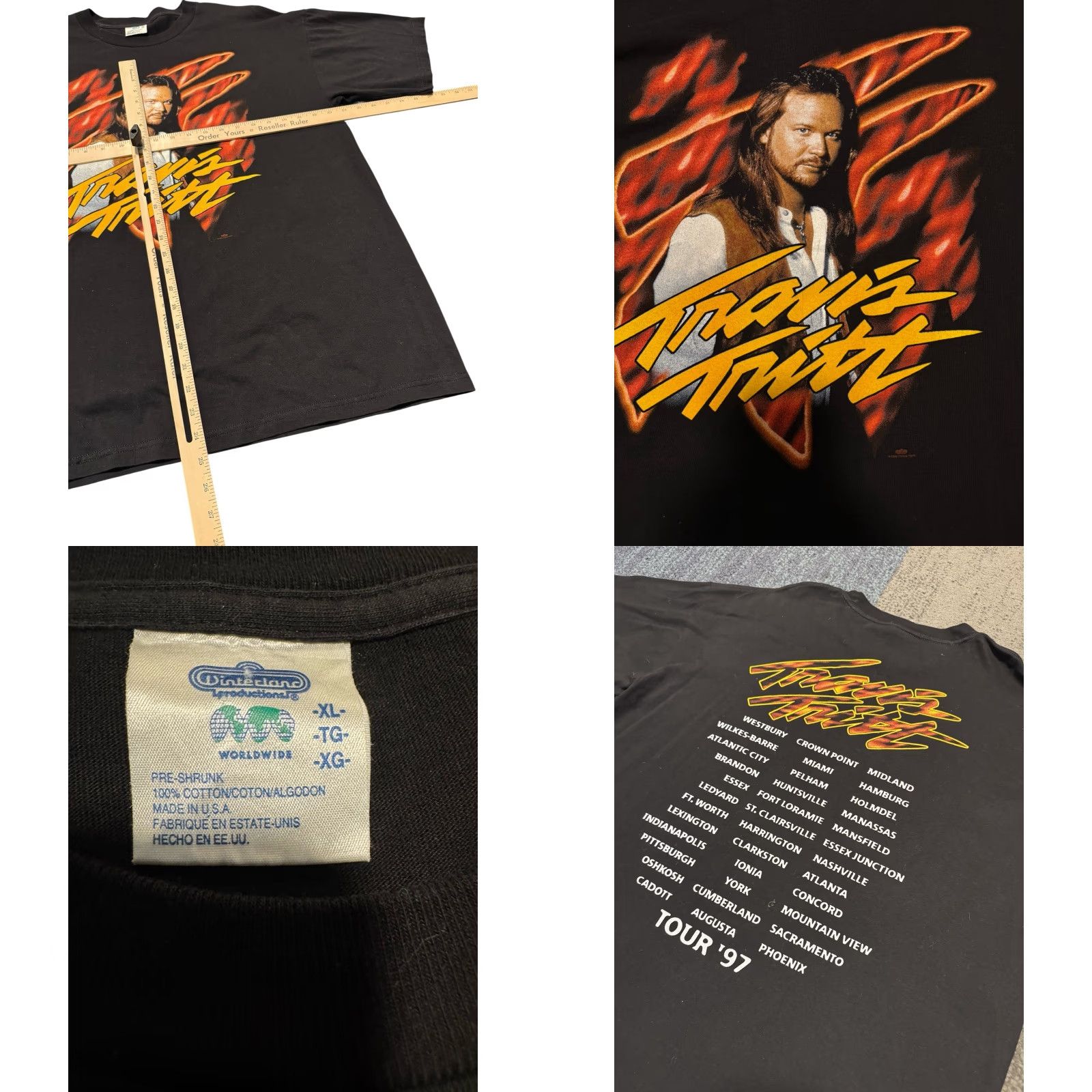 Vintage VINTAGE WinterLand 1996 Travis Tritt Tour Shirt Country Music TShirt XL Tee Short Sleeve Crew Neck Black Cotton Knit Men Factory Size US XL / EU 56 / 4 - 9 Thumbnail