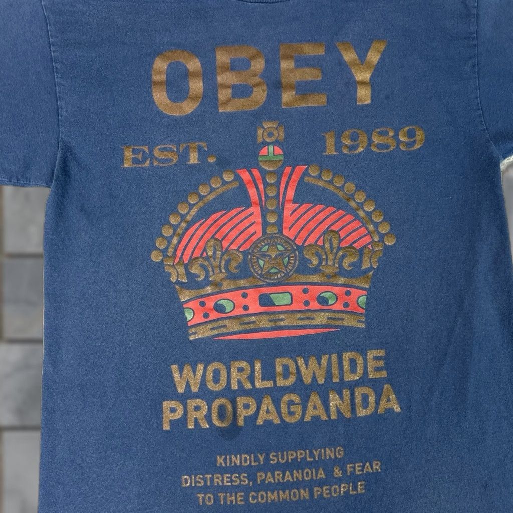 Obey VINTAGE OBEY Shirt Mens M Blue Propaganda Crown Logo Graphic Skate Punk Y2K 2000s USA Decade Retro Hip Hop Size US M / EU 48-50 / 2 - 1 Thumbnail