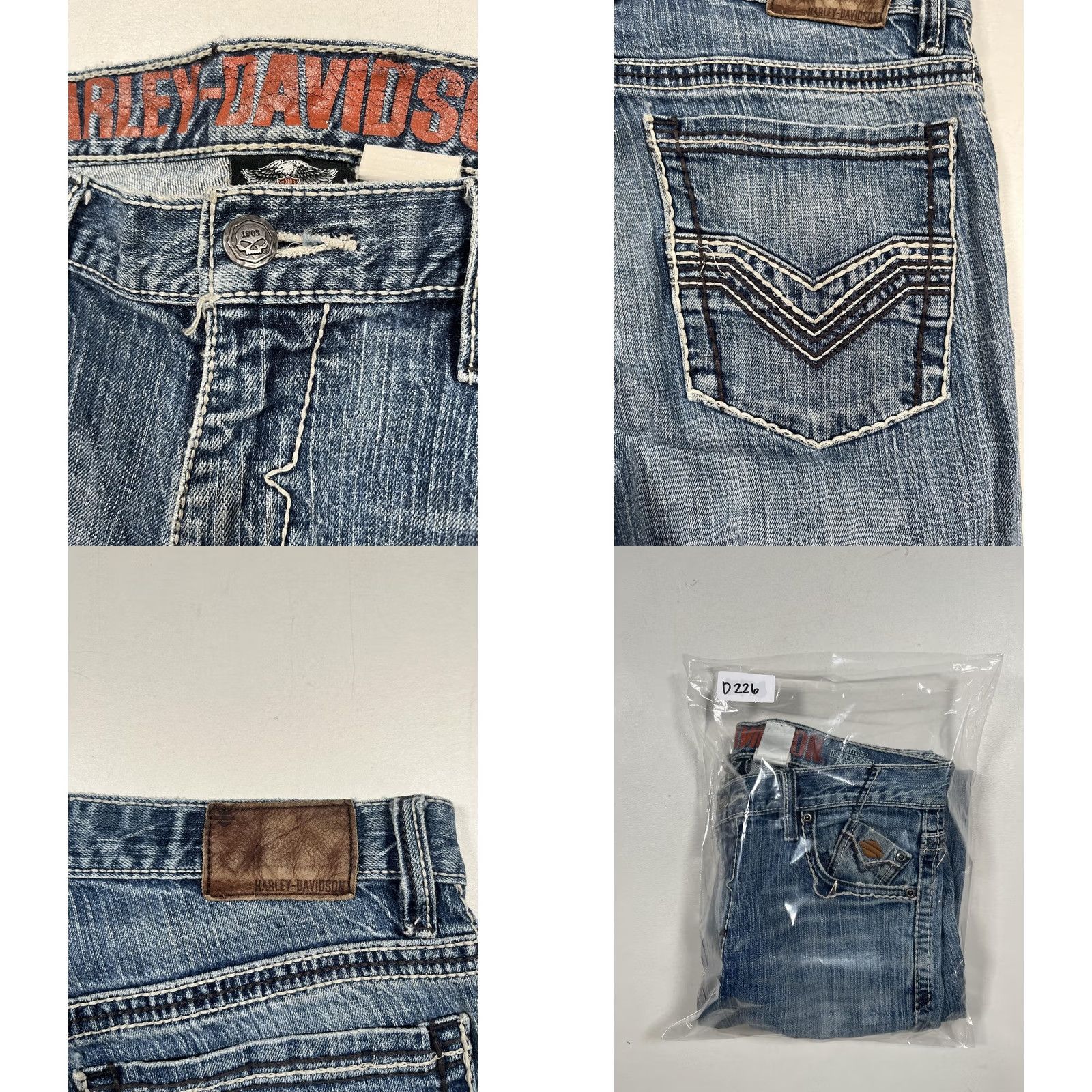 Harley Davidson VINTAGE Harley-Davidson Jeans Mens 32x32 Blue Denim Straight Leg Distressed VTG Size US 32 / EU 48 - 9 Thumbnail