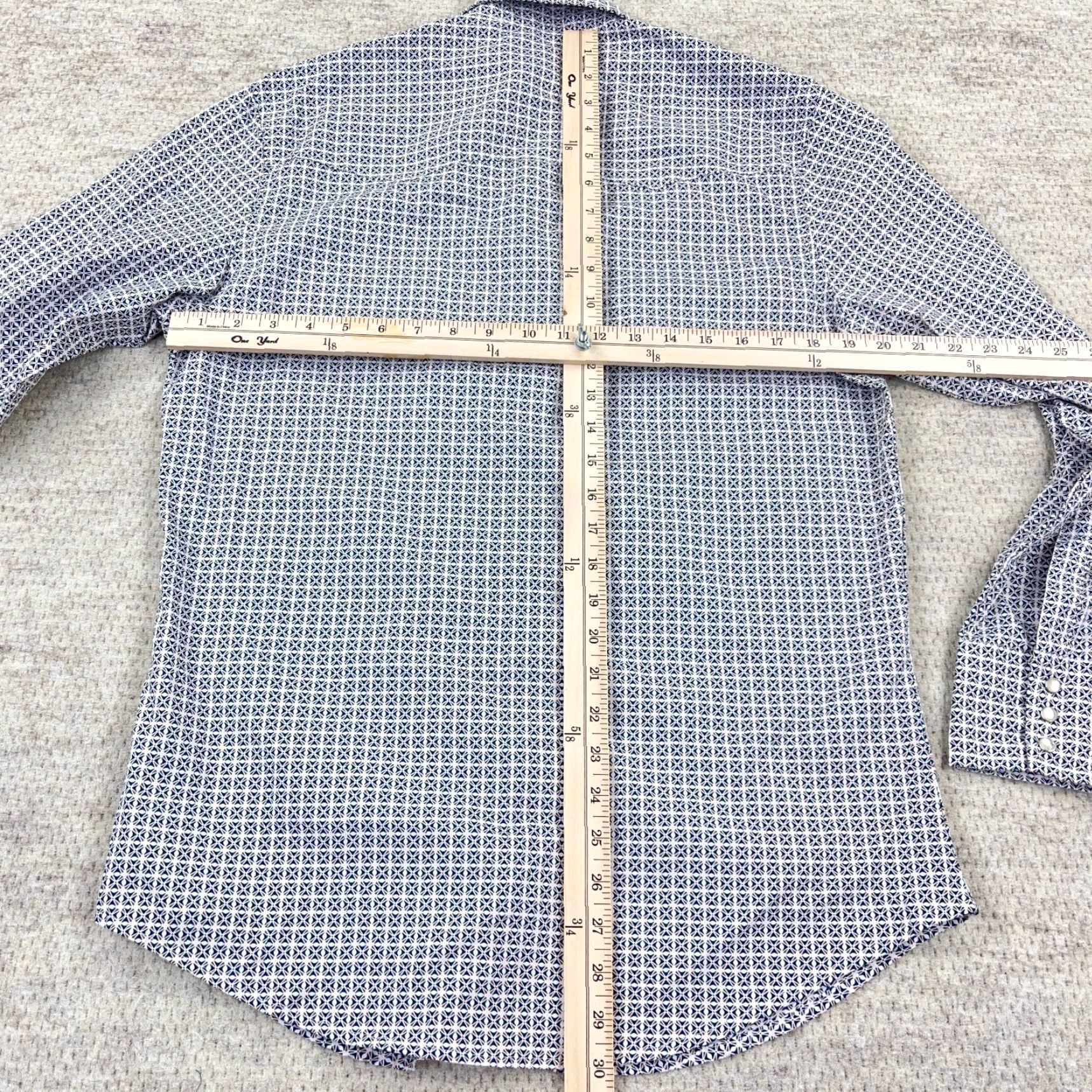 Wrangler Wrangler Western Shirt Men Medium Pearl Snap Geometric Cowboy Wrancher Pockets Size US M / EU 48-50 / 2 - 6 Thumbnail