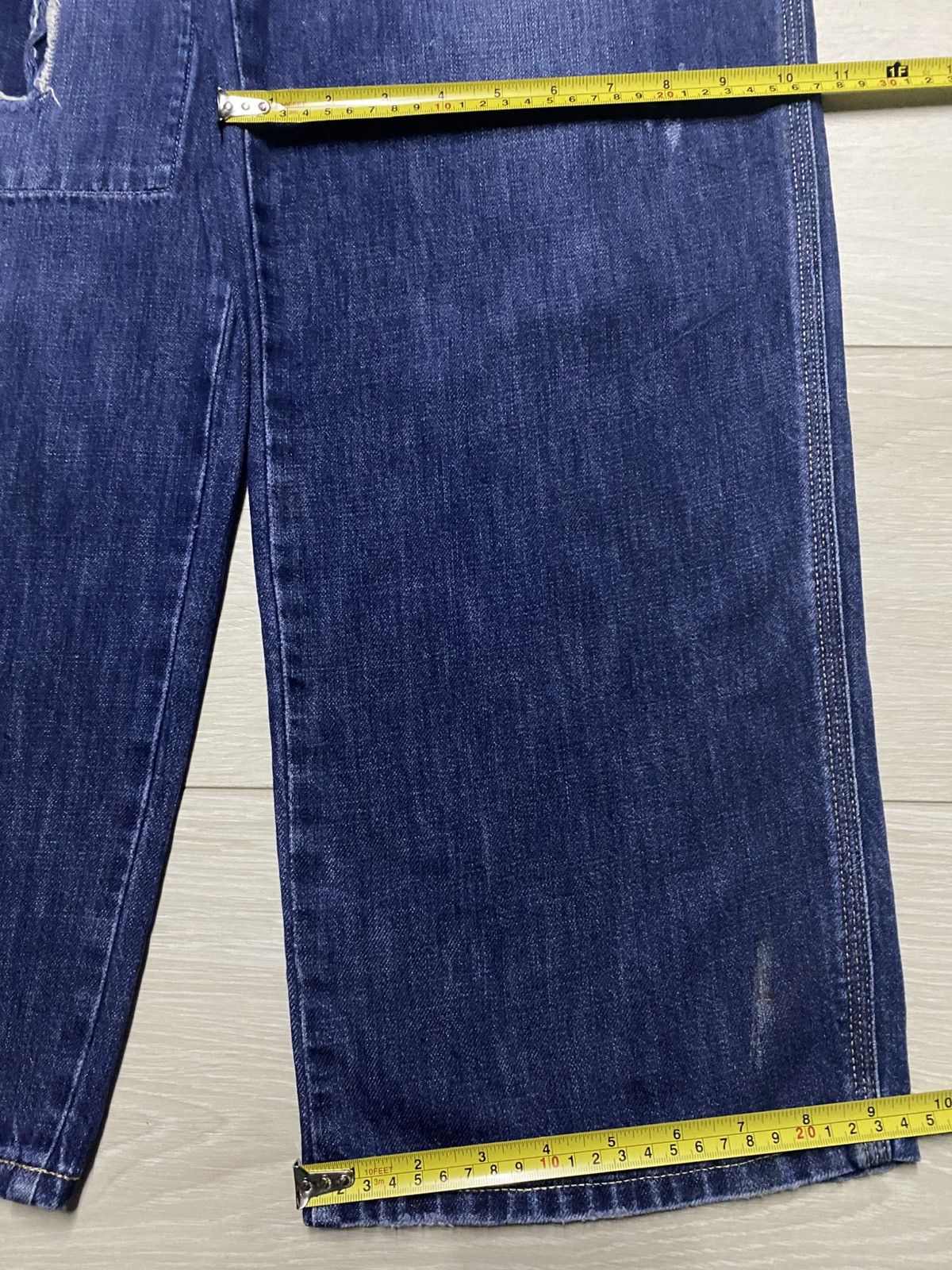 Japanese Brand Vintage Edwin Blue Wash Patches Distressed Super Baggy Jeans Size US 31 - 15 Thumbnail
