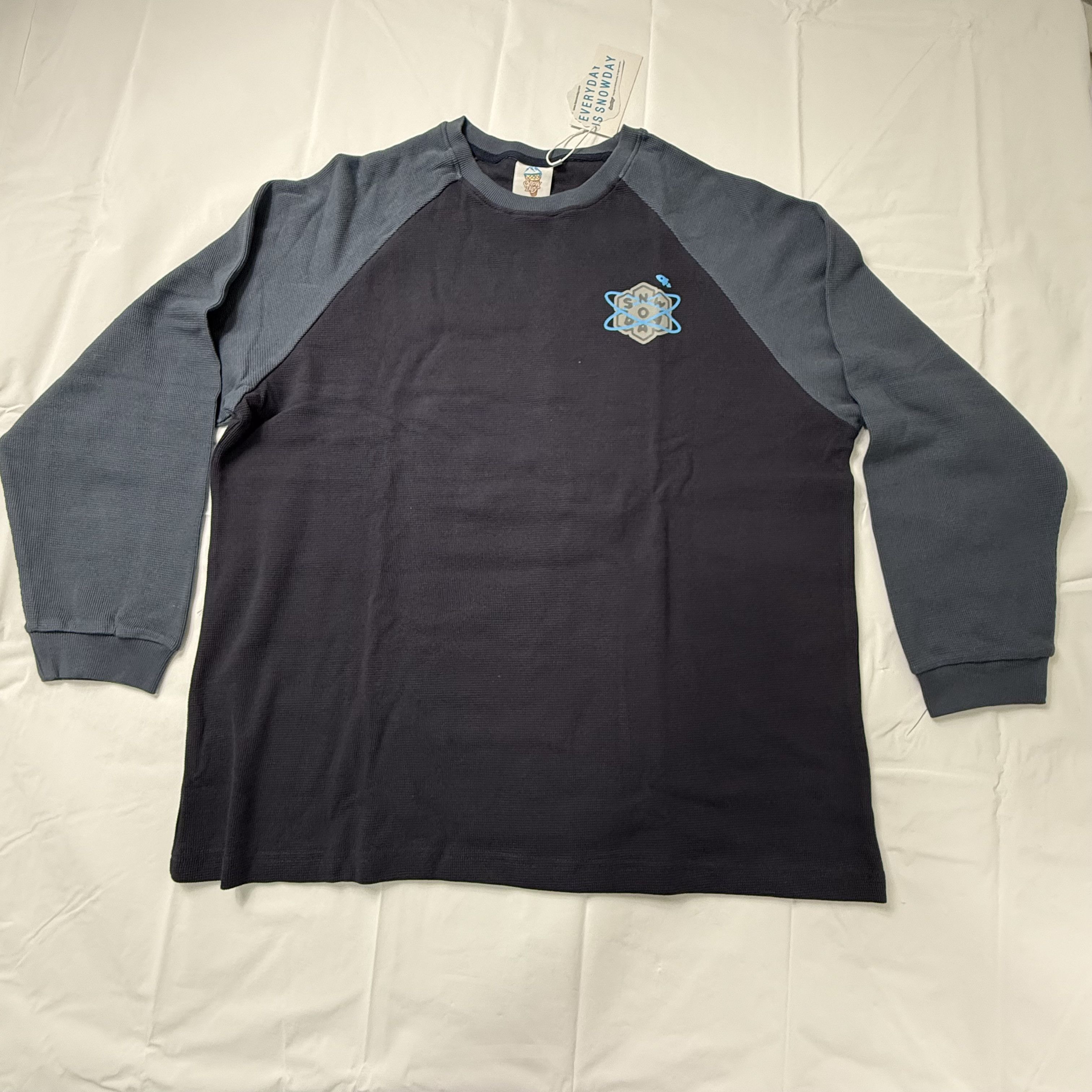 Snowday SnowDay Mens XXL Raglan Thermal Waffle Knit Shirt Navy Blue Size US XL / EU 56 / 4 - 1 Thumbnail