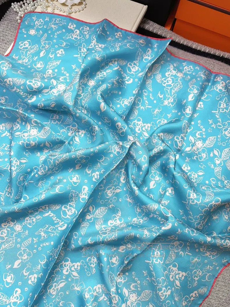 Chanel Chanel Little Blue Flower Silk Scarf Size ONE SIZE - 6 Thumbnail