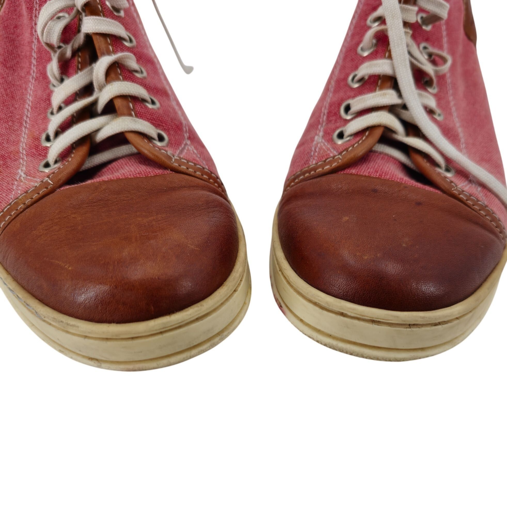 Bruno Magli Bruno Magli Italy Burgundy Brown Canvas Leather Mid Sneakers Size US 7 / EU 40 - 9 Thumbnail