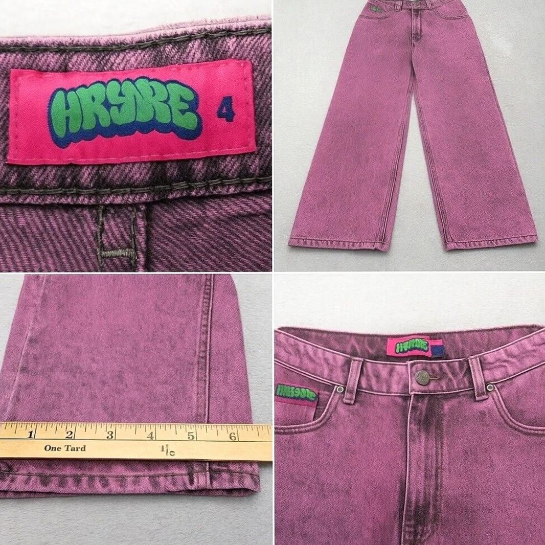 Empyre VINTAGE Empyre Jeans Womens 4 Purple Acid Wash Tori Wide Baggy Y2K Denim 28x31 Size 27" / US 4 / IT 40 - 2 Thumbnail