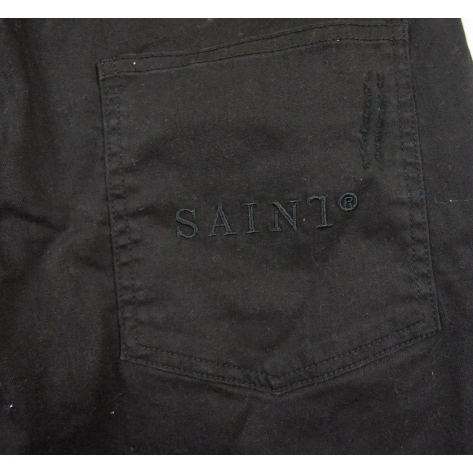 Vintage Saint Morta Men's Denim Shorts 32 Black Thrashed Distressed Stretch Regular Fit Size US 32 / EU 48 - 5 Thumbnail