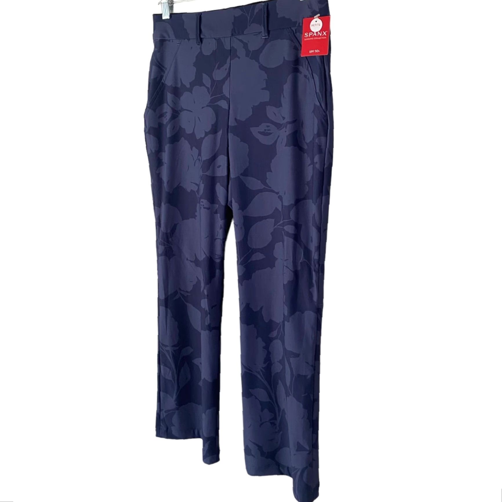 Spanx VINTAGE Spanx Sunshine Kick Flare Pants Blue Floral High-Rise Stretch Petite Small New Size 28" / US 6 / IT 42 - 2 Thumbnail