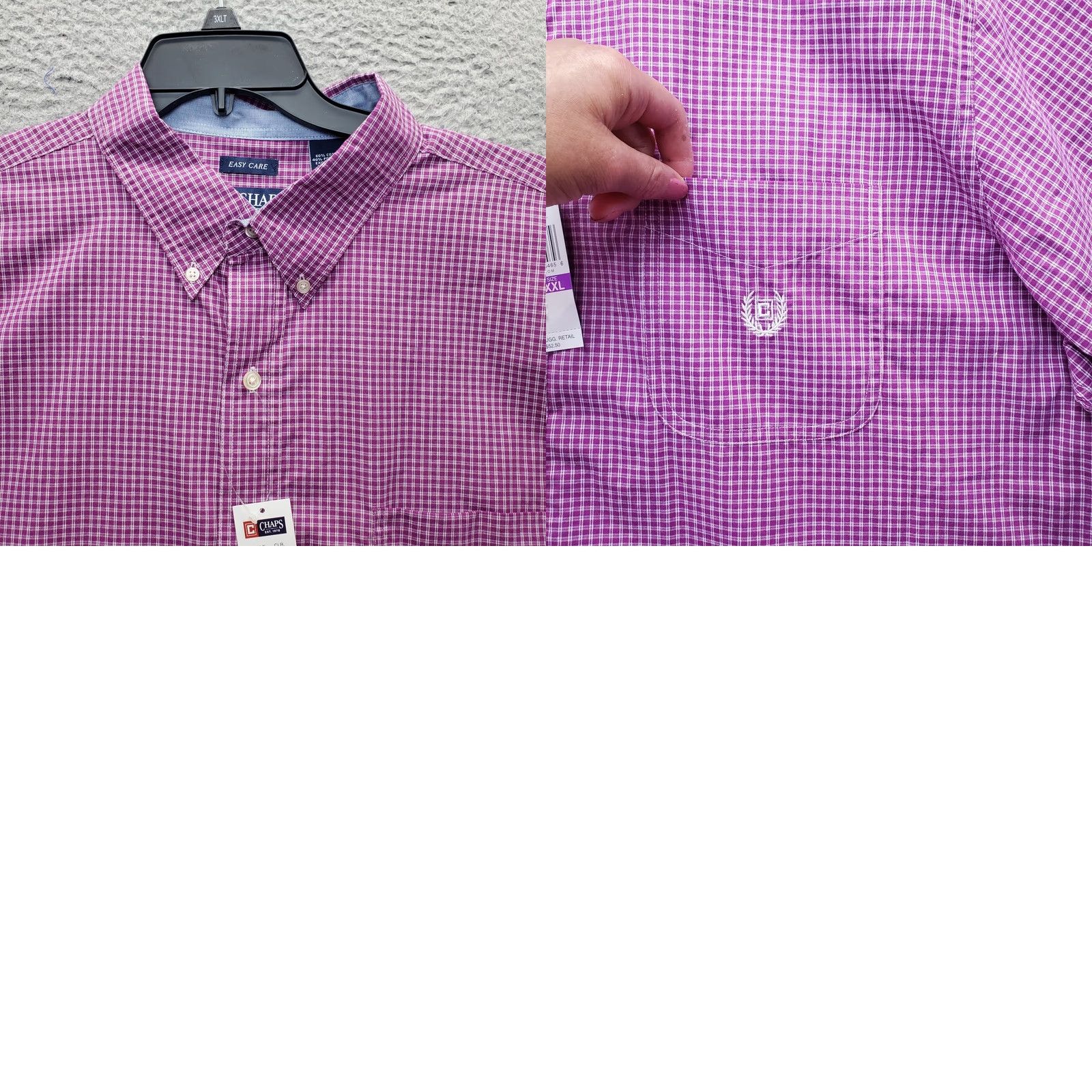 Chaps Chaps Shirt Mens XXL Multi Gingham Easy Care Short Sleeve Button-Down Shirt Size US XXL / EU 58 / 5 - 8 Thumbnail