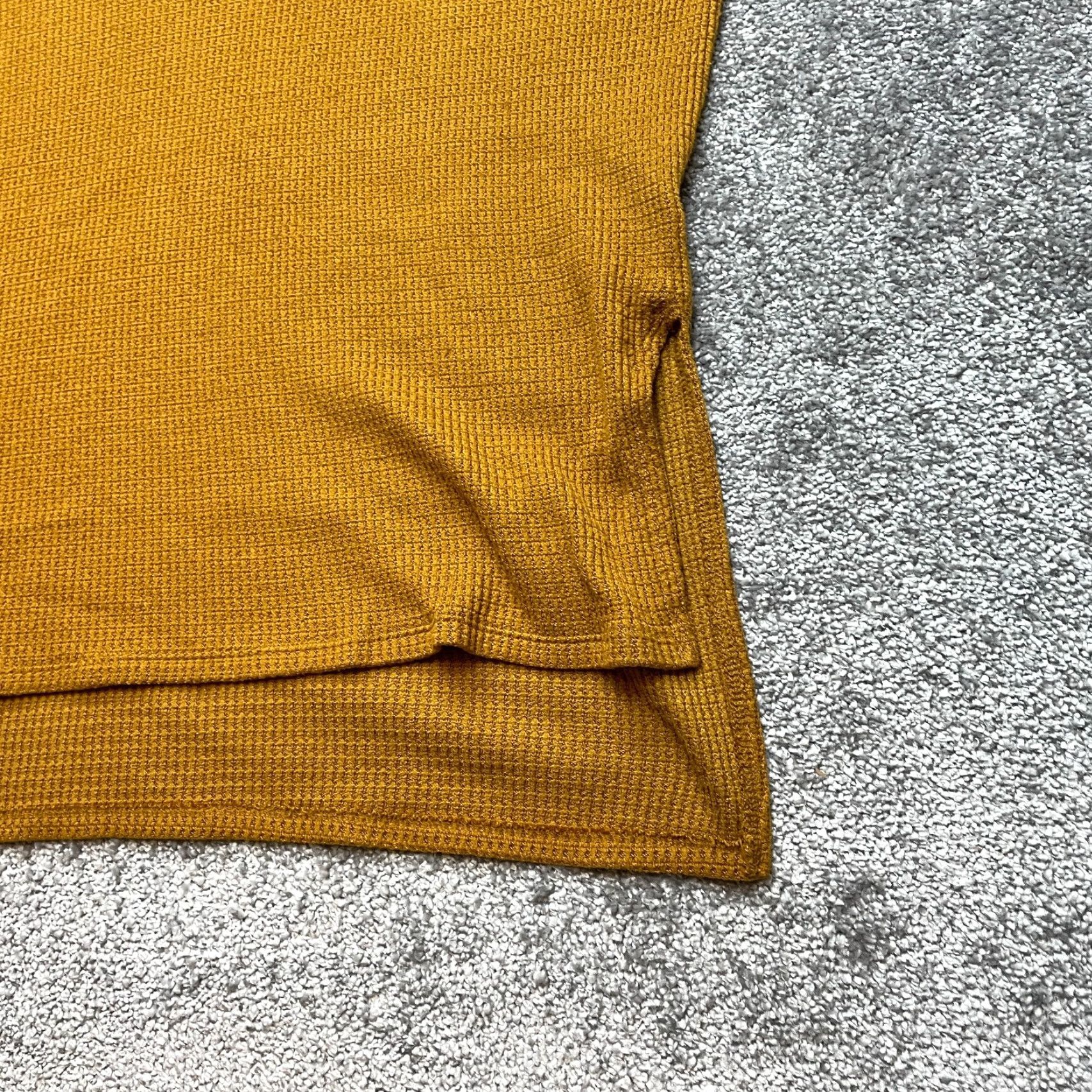 American Eagle Outfitters American Eagle Sweater Womens XS Golden Yellow Relaxed Fit Waffle Knit Pullover Size XS / US 0-2 / IT 36-38 - 6 Thumbnail