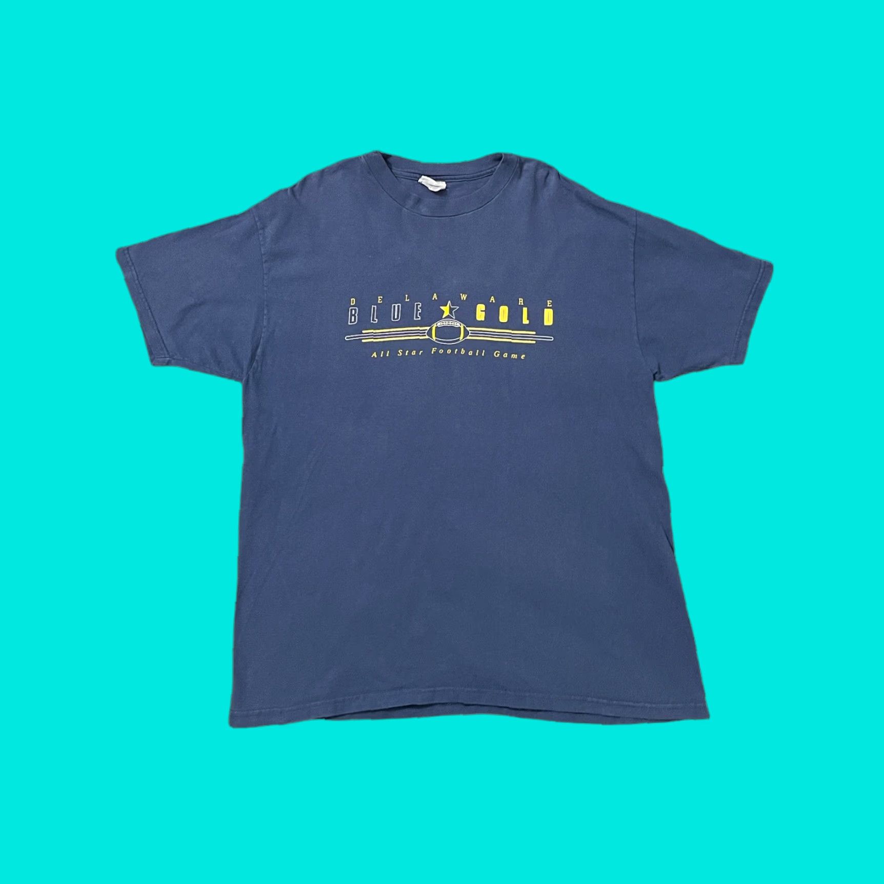 Hanes VINTAGE T SHIRT Blue 2001 Delaware All Star Football Game Blue Gold XL Men Short Sleeve Hanes Shirt Size US XL / EU 56 / 4 - 1 Thumbnail