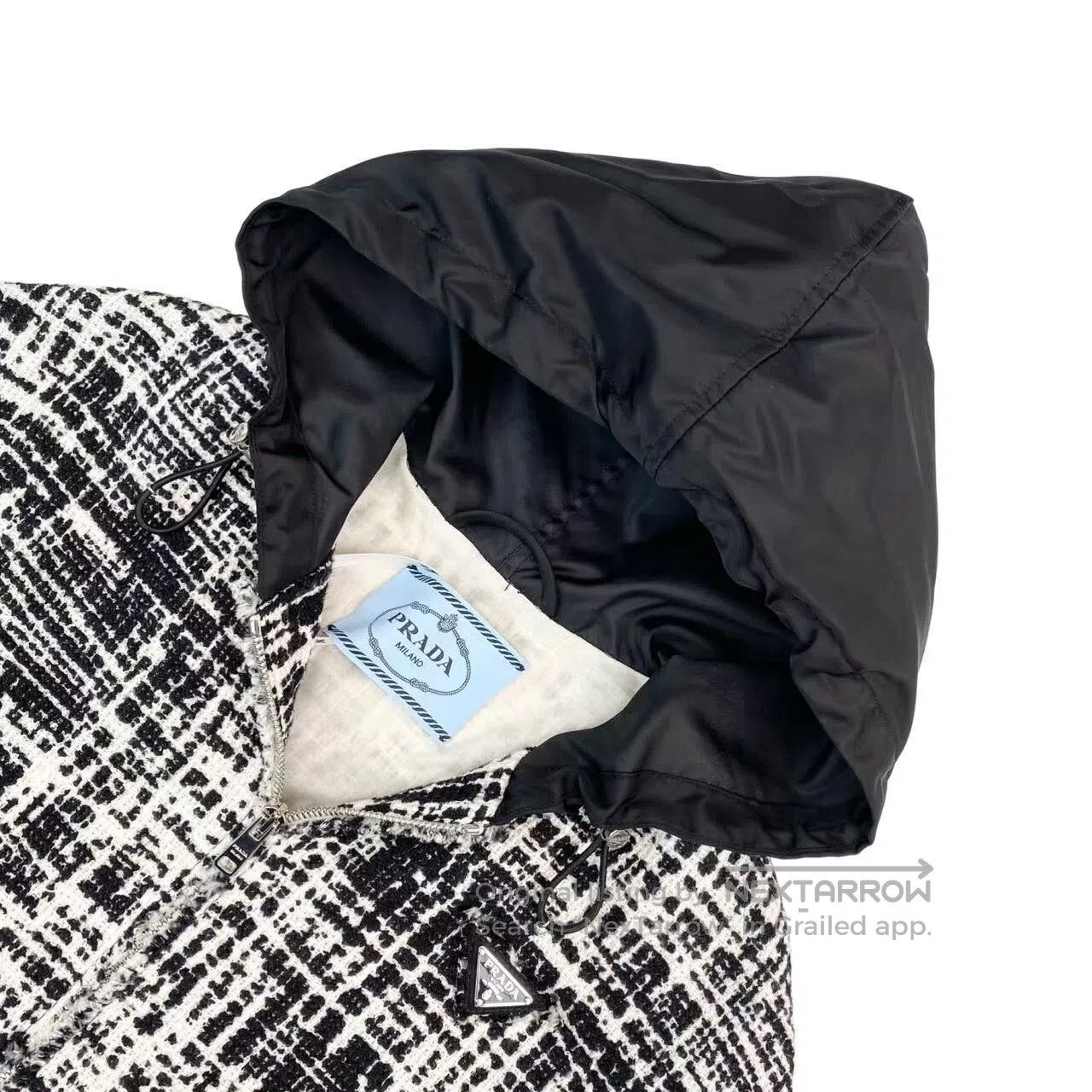Prada Prada Black and white tweed triangle fringed coat| Size XS / US 0-2 / IT 36-38 - 3 Thumbnail