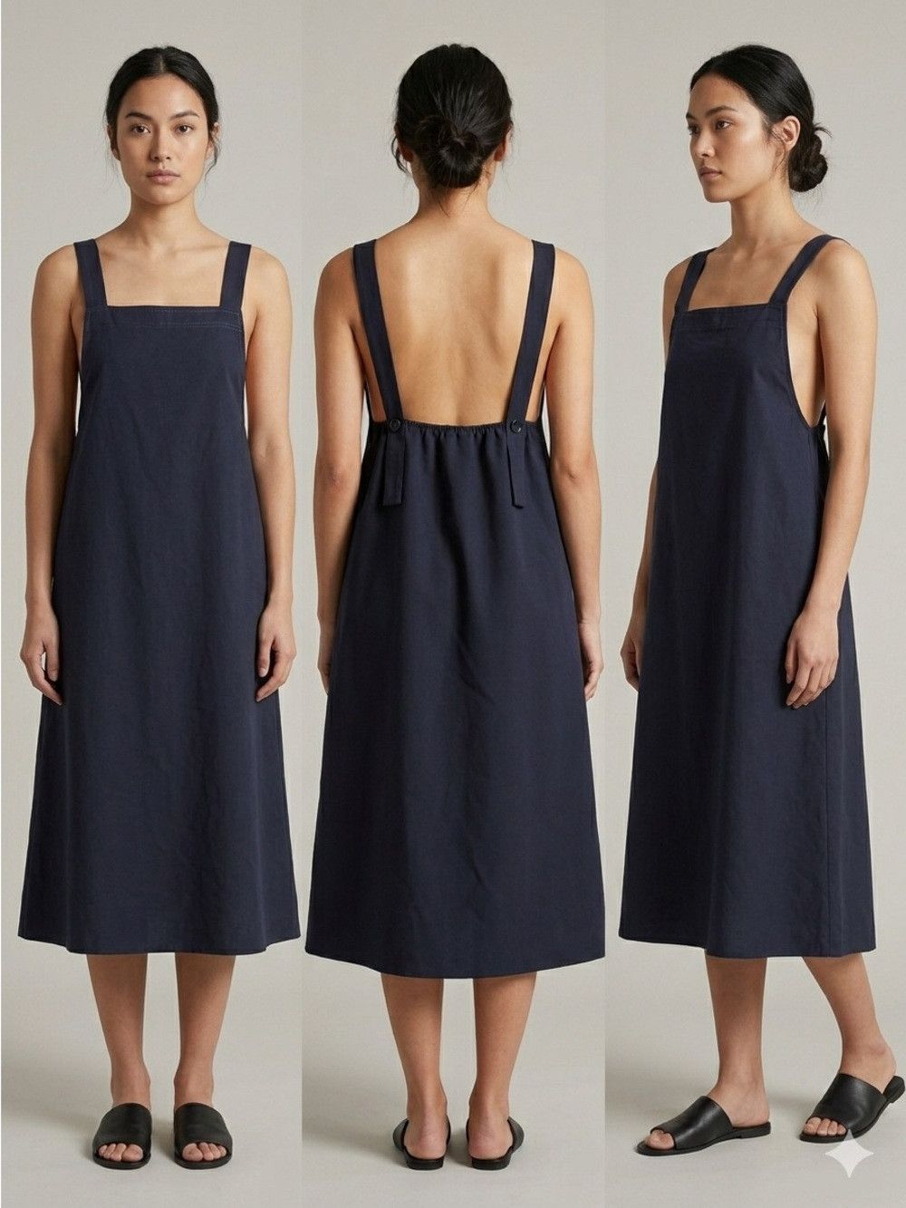 Other Navy Blue Pinafore Midi Shift Dress - Small / Medium Size M / US 6-8 / IT 42-44 - 9 Thumbnail