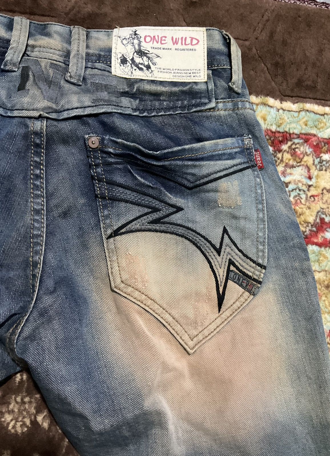 Japanese Brand ONE WILD Baggy Fit Denim Jeans Vintage Y2K Size US 30 / EU 46 - 5 Thumbnail