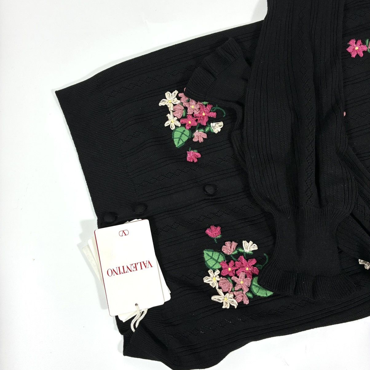Valentino Valentino Garavani Floral Embroidered Wool Cardigan S Black Size S / US 4 / IT 40 - 8 Thumbnail