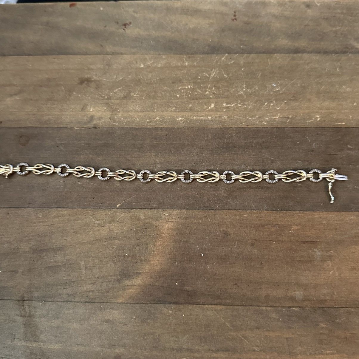 Other 925 silver gold plated love knot & diamonds tennis bracelet Size ONE SIZE - 8 Thumbnail