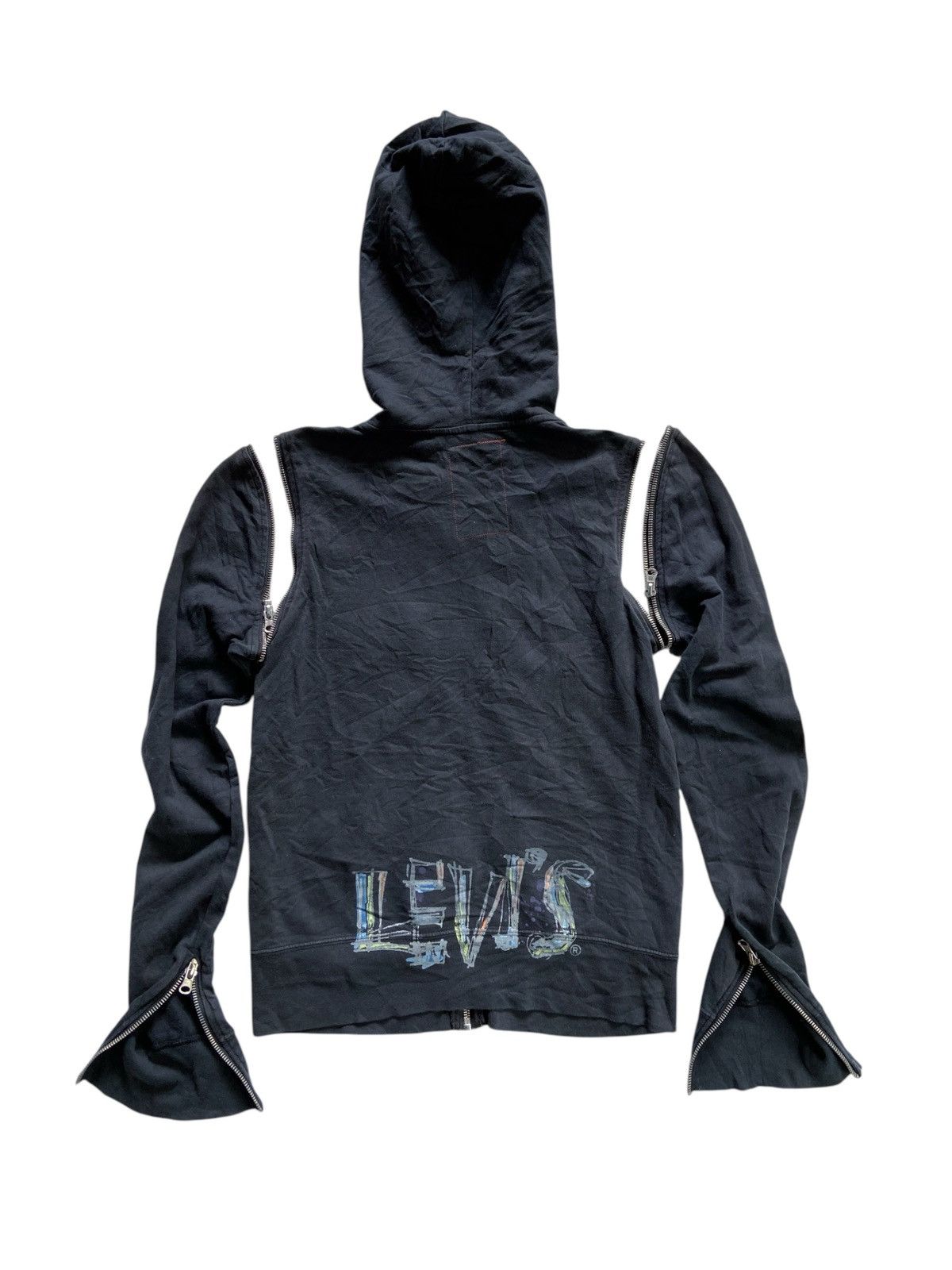 Japanese Brand LEVI'S MULTI ZIPPER PUNK SUN FADED STYLE ZIP HOOODIE Size US S / EU 44-46 / 1 - 3 Thumbnail