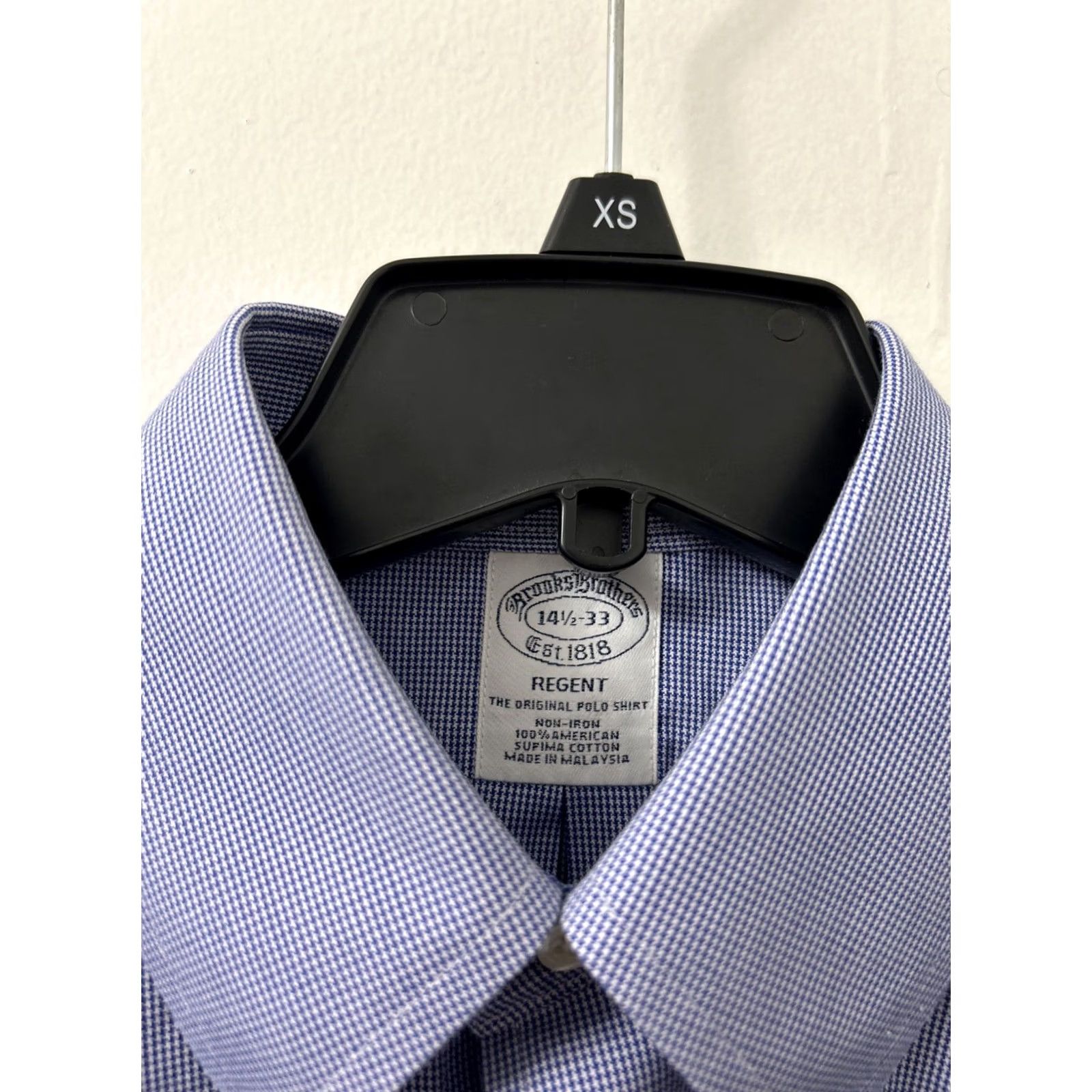 Brooks Brothers VINTAGE Brooks Brothers Original Polo Shirt Mens Sz 14.5 Blue Houndstooth Regent Supima Dress Shirt Long Sleeve Non-Iron Button-Down Collar Mens Size US M / EU 48-50 / 2 - 6 Thumbnail