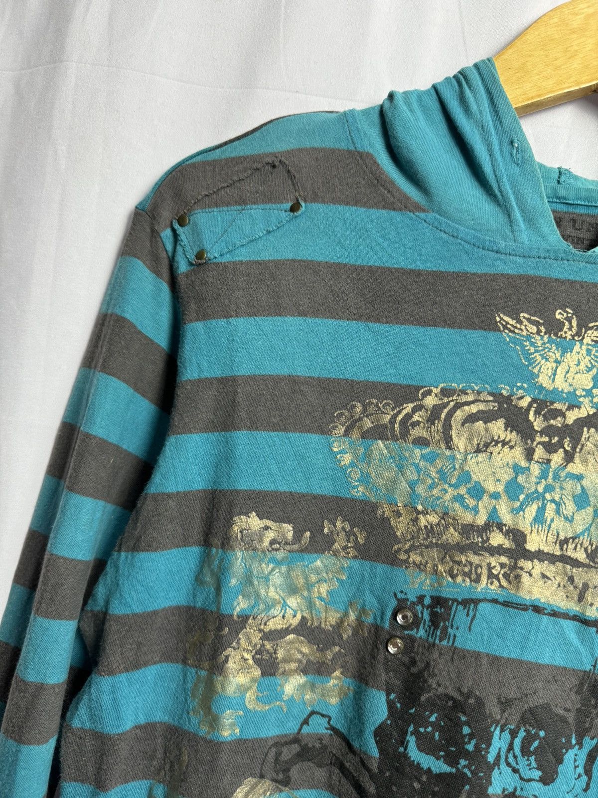 Hysteric Glamour × If Six Was Nine × Japanese Brand Bones skull crown stripe long sleeve with hoodie Size US L / EU 52-54 / 3 - 4 Thumbnail