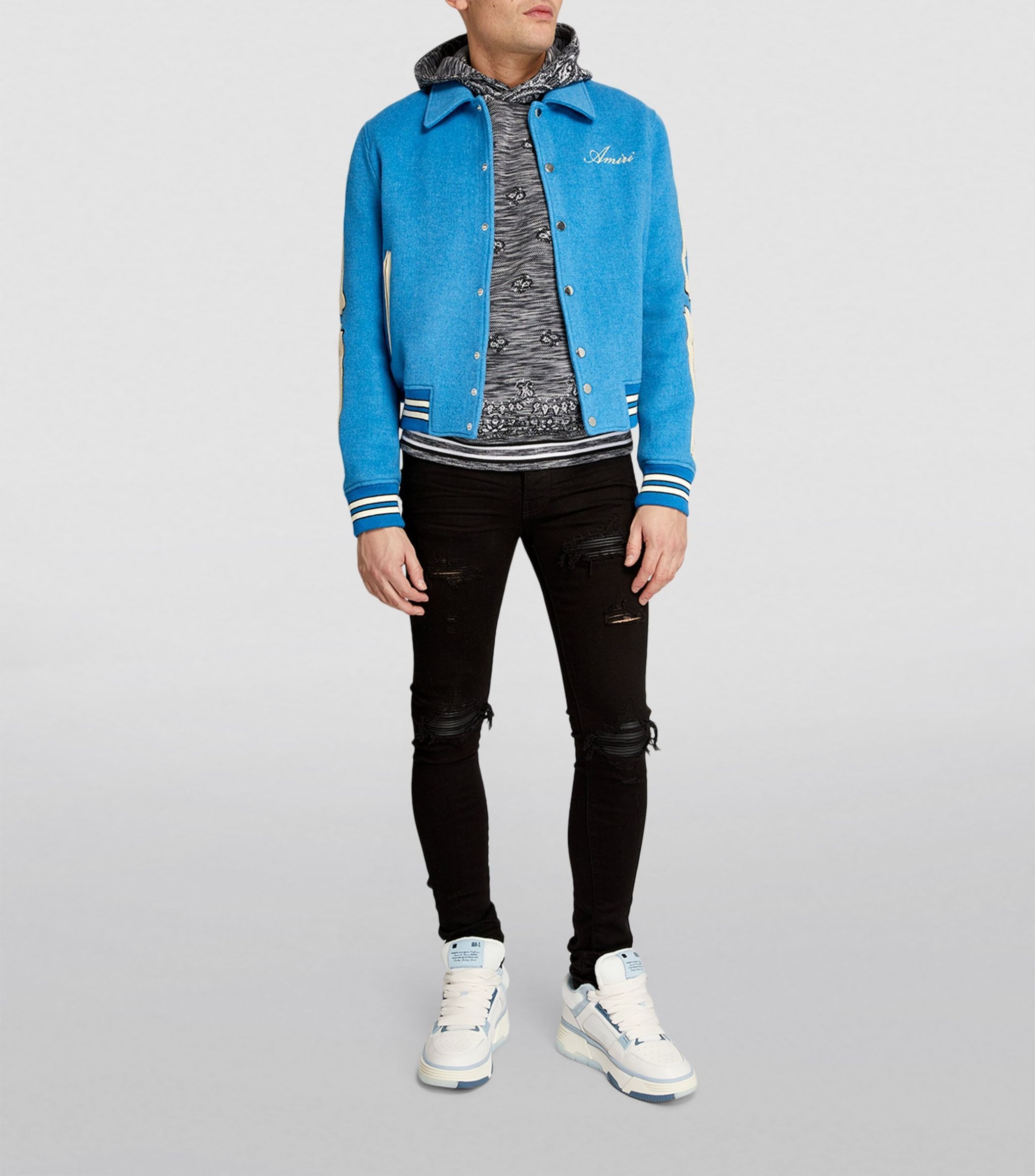 Amiri o1gr1nt1024 Bones Varsity Jacket in Varsity Blue Size US M / EU 48-50 / 2 - 3 Thumbnail