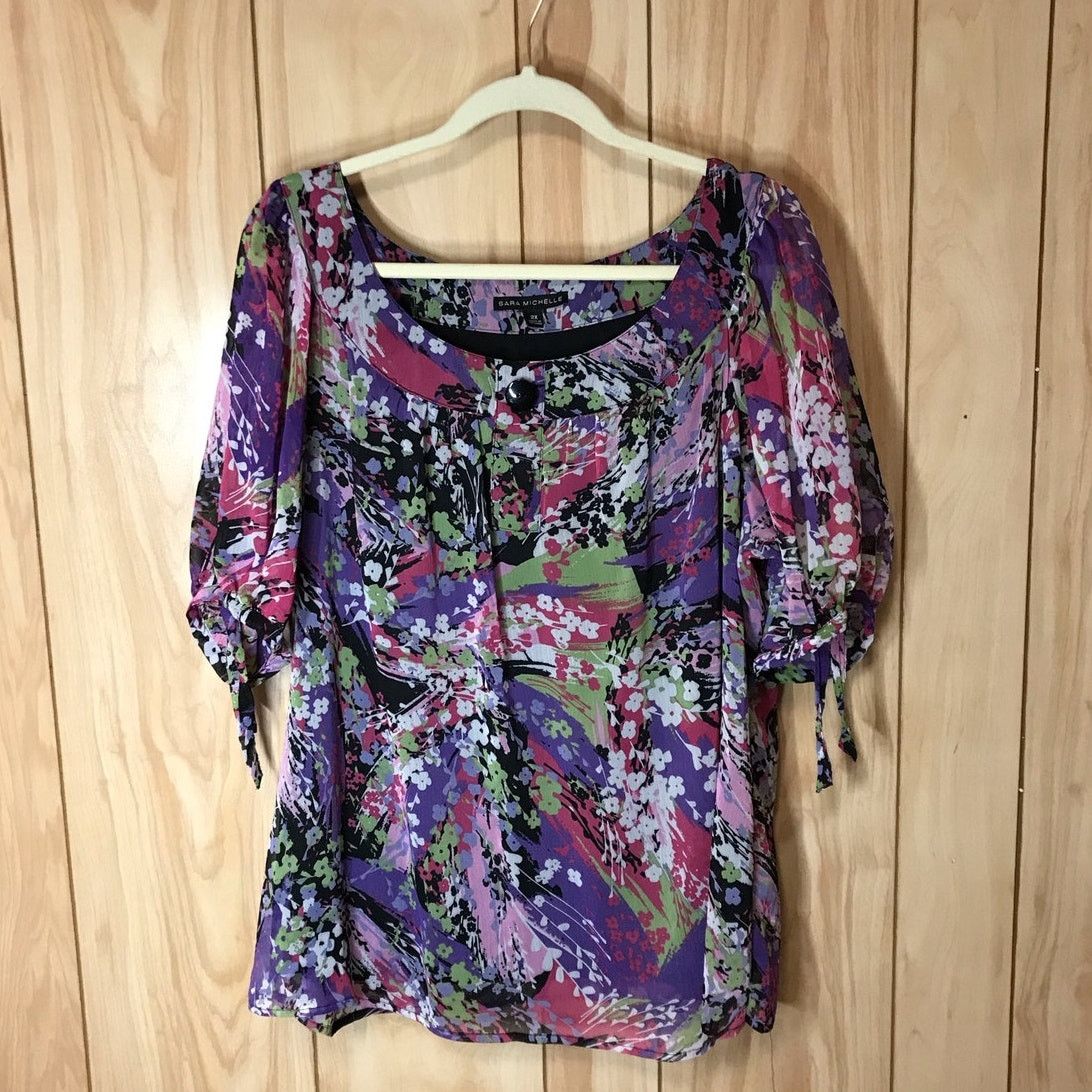 Other Sara Michelle Floral Scoop Neck 3/4 Sleeve Blouse 2X Size XXL / US 16-18 / IT 52-54 - 1 Thumbnail