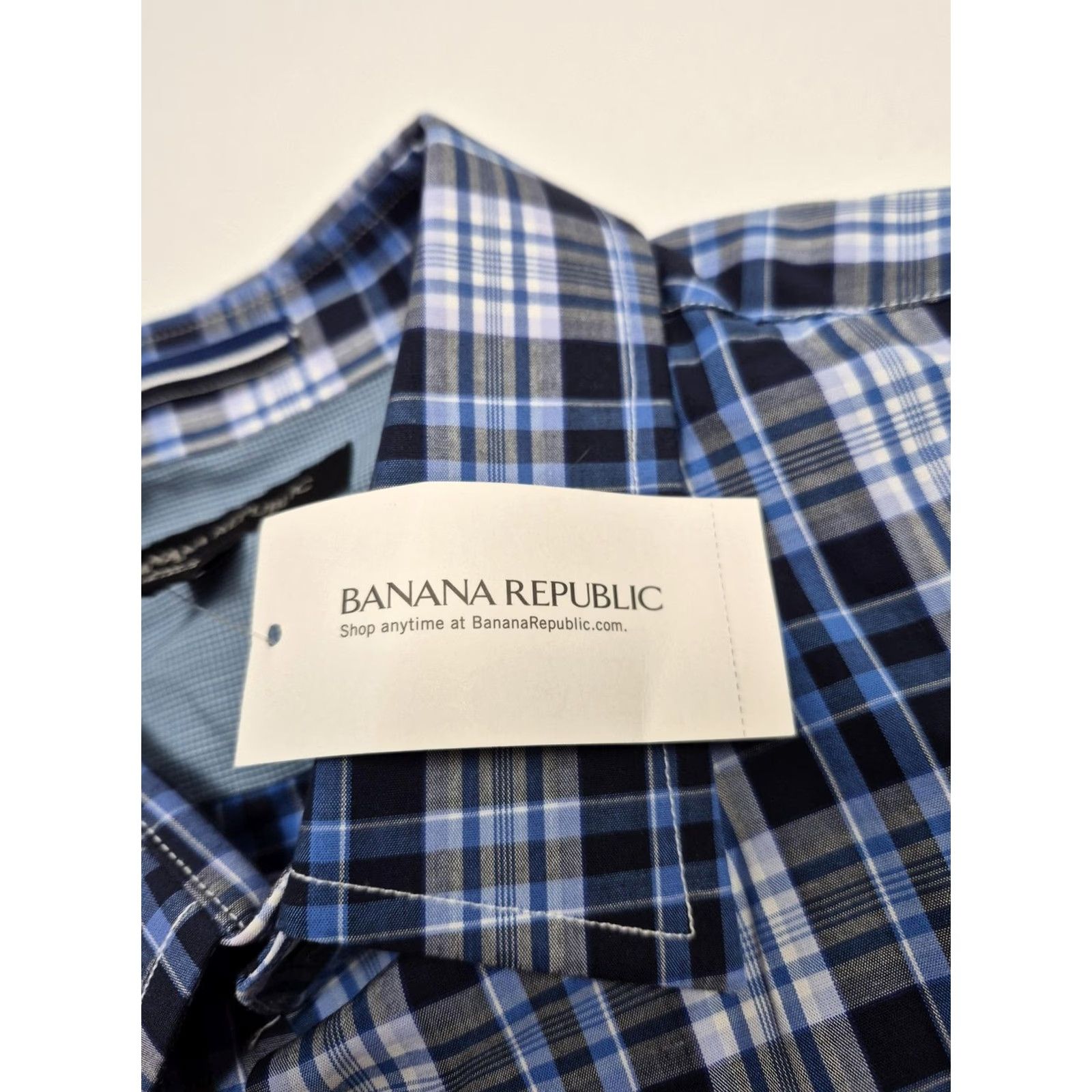 Banana Republic Banana Republic Shirt Mens M Blue Plaid Stretch Button Up Long Sleeve Casual Size US M / EU 48-50 / 2 - 3 Thumbnail