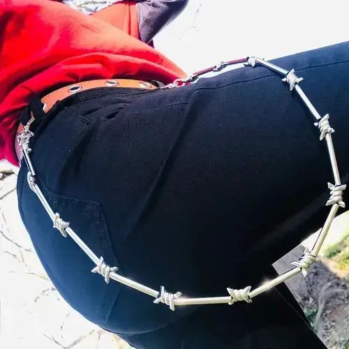 Handmade Chunky Unisex Barbed wire Wallet Pants Belt Chain Size ONE SIZE - 3 Thumbnail