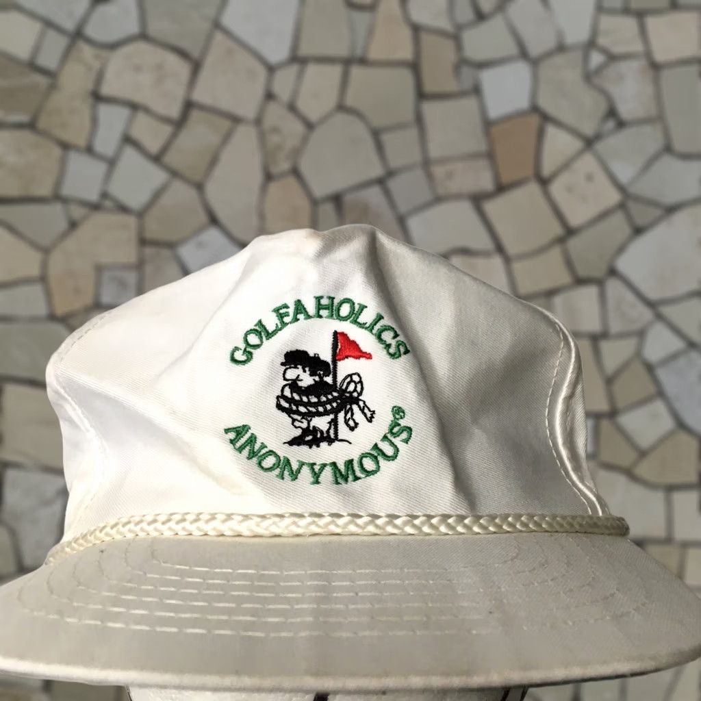 Vintage VINTAGE 90s GOLFAHOLICS ANONYMOUS CAP HAT Mens White adjustable Size ONE SIZE - 1 Thumbnail