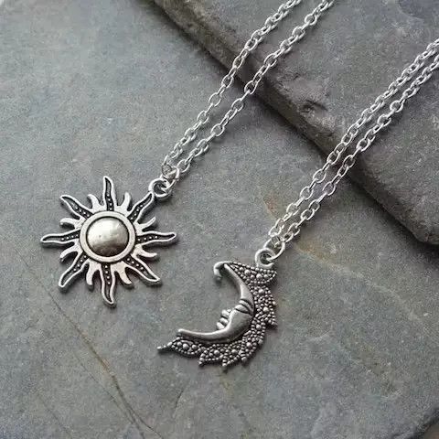 Jewelry Sun + Moon Pendant Chain Necklace Size ONE SIZE - 1 Thumbnail