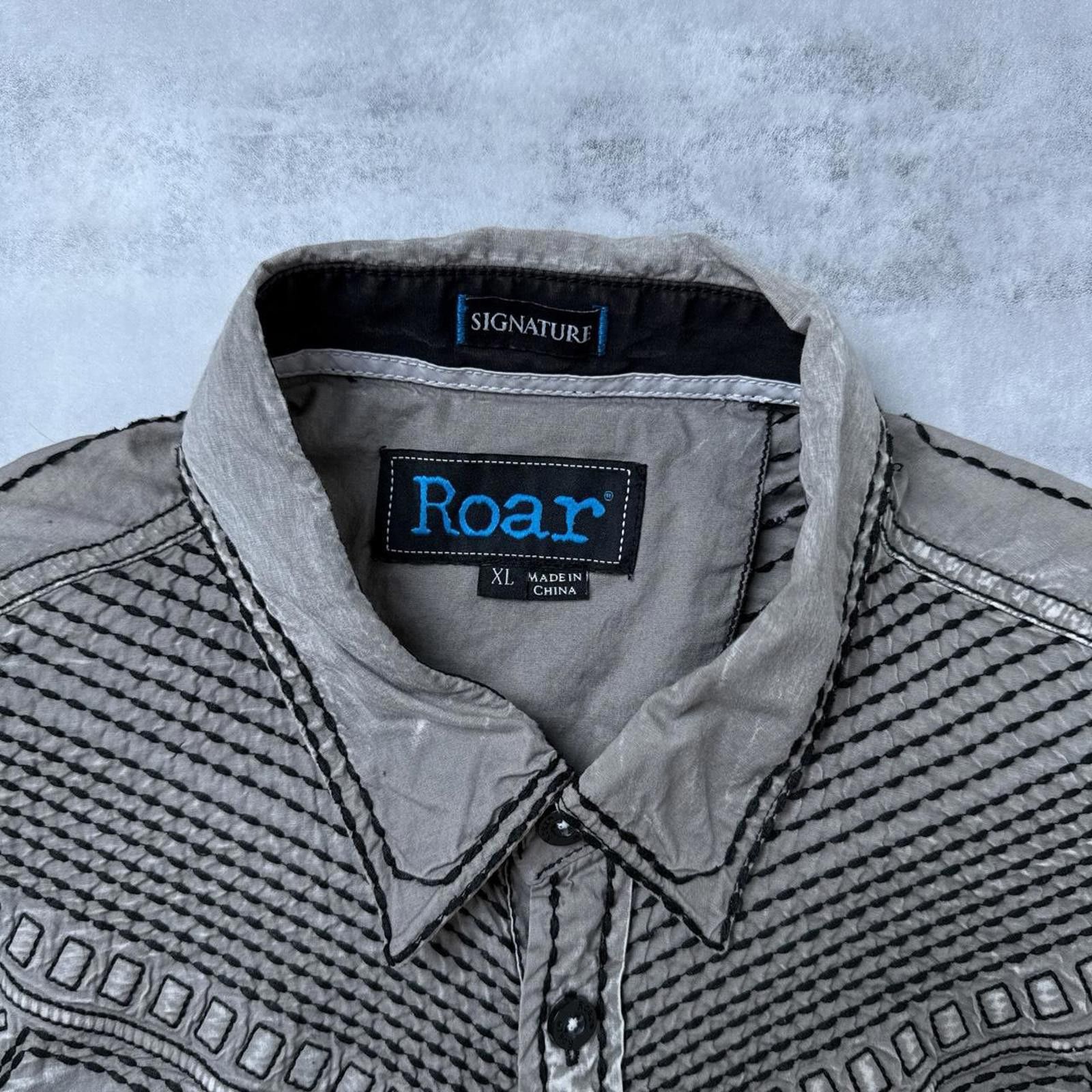Roar Y2K Roar Gray Button Up Affliction Style 00s Shirt Size US XL / EU 56 / 4 - 3 Thumbnail