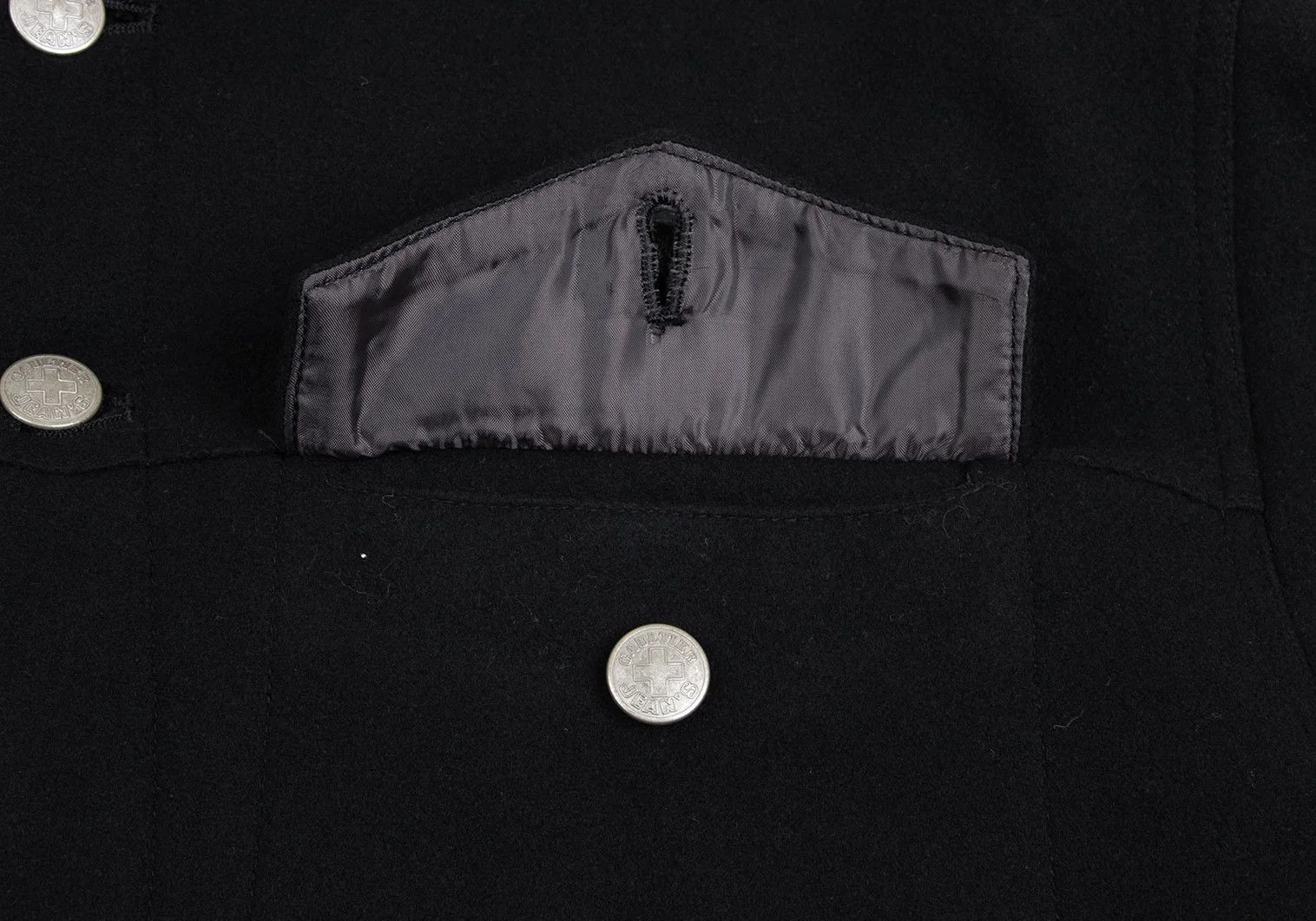 Jean Paul Gaultier Melton Wool Metal Logo Button Long Coat in Black 48 Size US M / EU 48-50 / 2 - 5 Thumbnail