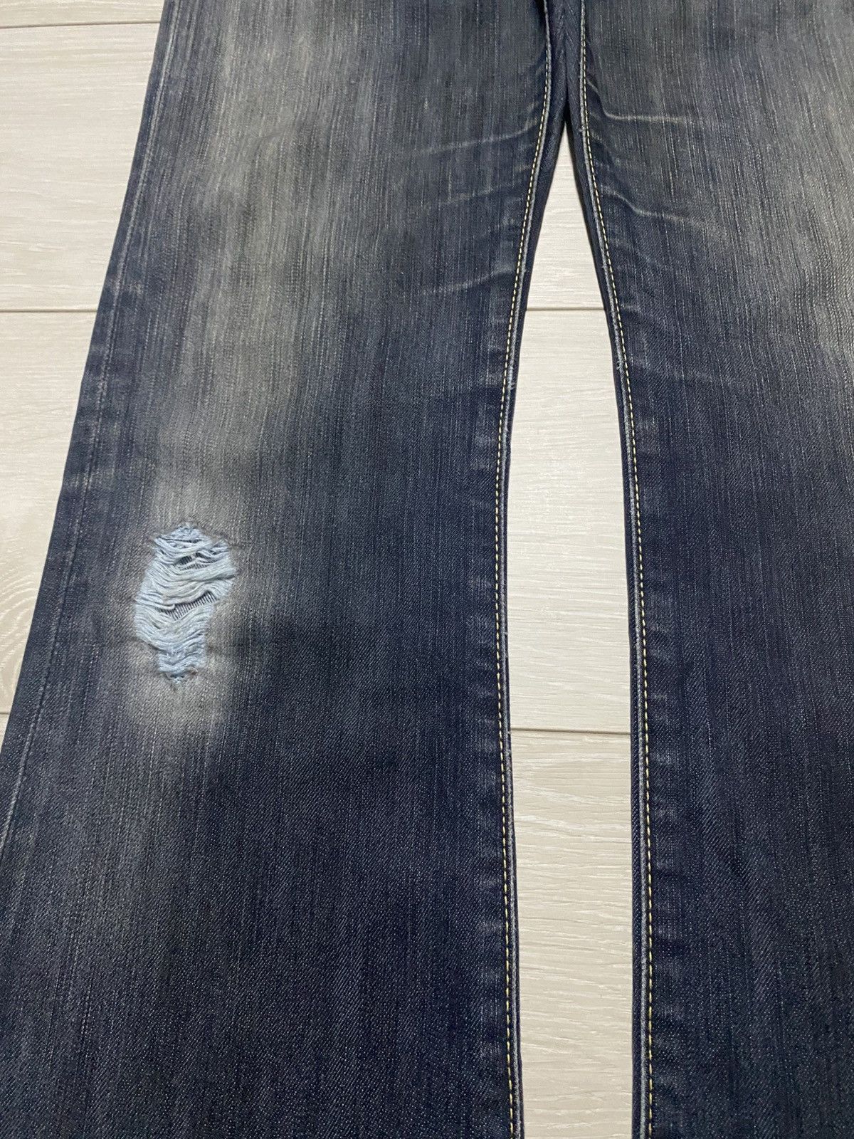 If Six Was Nine Vintage Edwin 503 Blue Trip Flare Bootcut Jeans Size US 30 / EU 46 - 7 Thumbnail