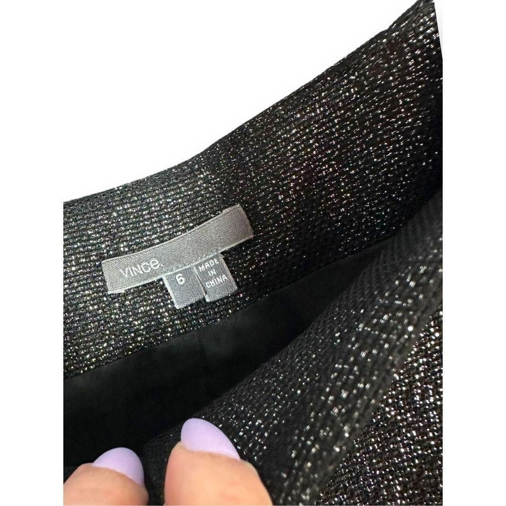 Vince Vince Black and Metallic Silver Pleated Tweed Mini Skirt 6 Size 28" / US 6 / IT 42 - 8 Thumbnail