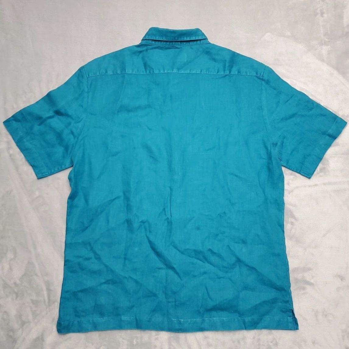 Cubavera VINTAGE Salma Shirt Mens XL Teal Blue Cubavera 100% Linen Retro Guayabera Shirt Mens XL Blue Casual Pockets 1960s Mens Size US XL / EU 56 / 4 - 4 Thumbnail