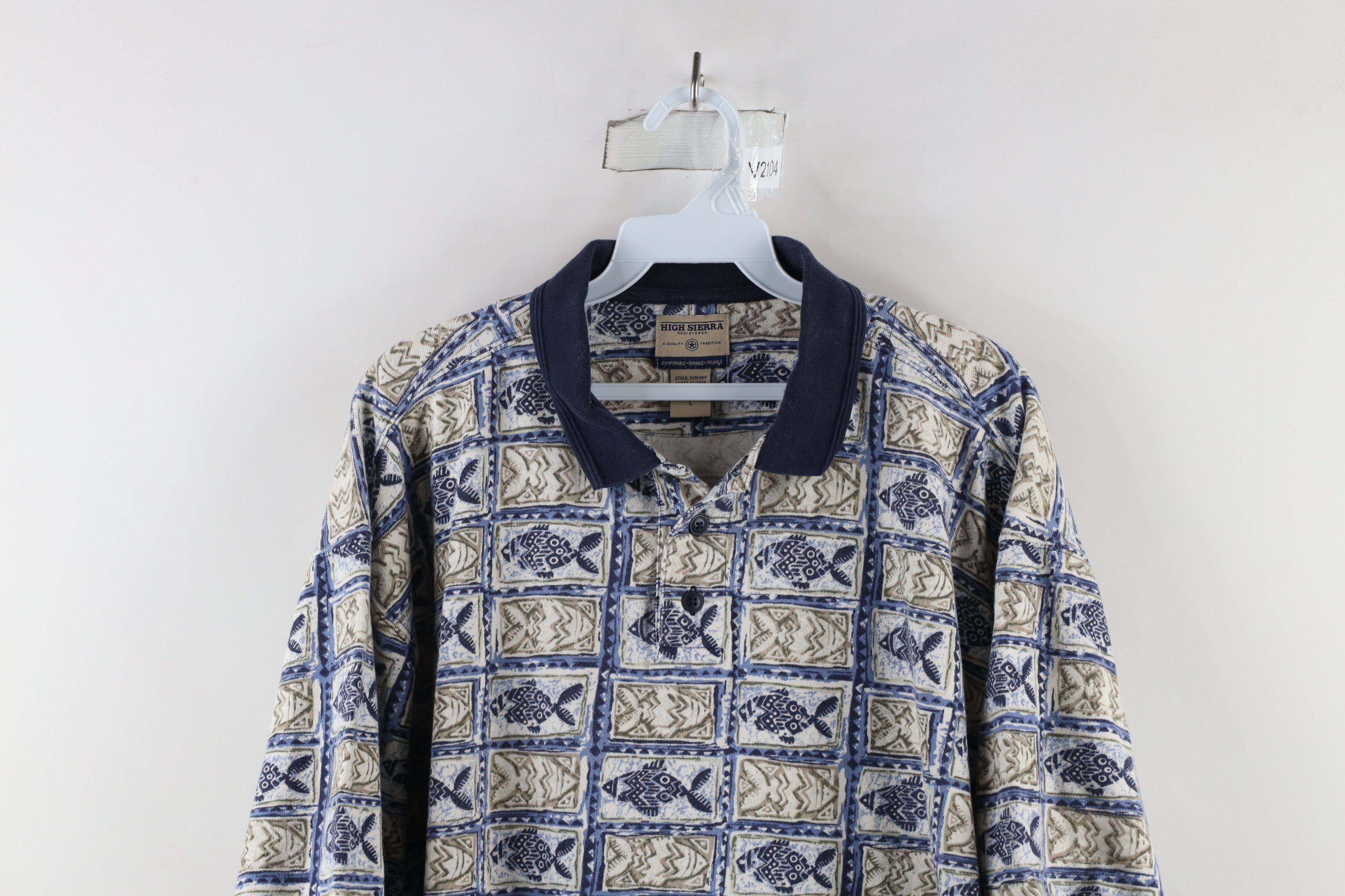 Vintage Vintage 90s Streetwear Fit Fish All Over Print Polo Shirt Size US L / EU 52-54 / 3 - 2 Thumbnail