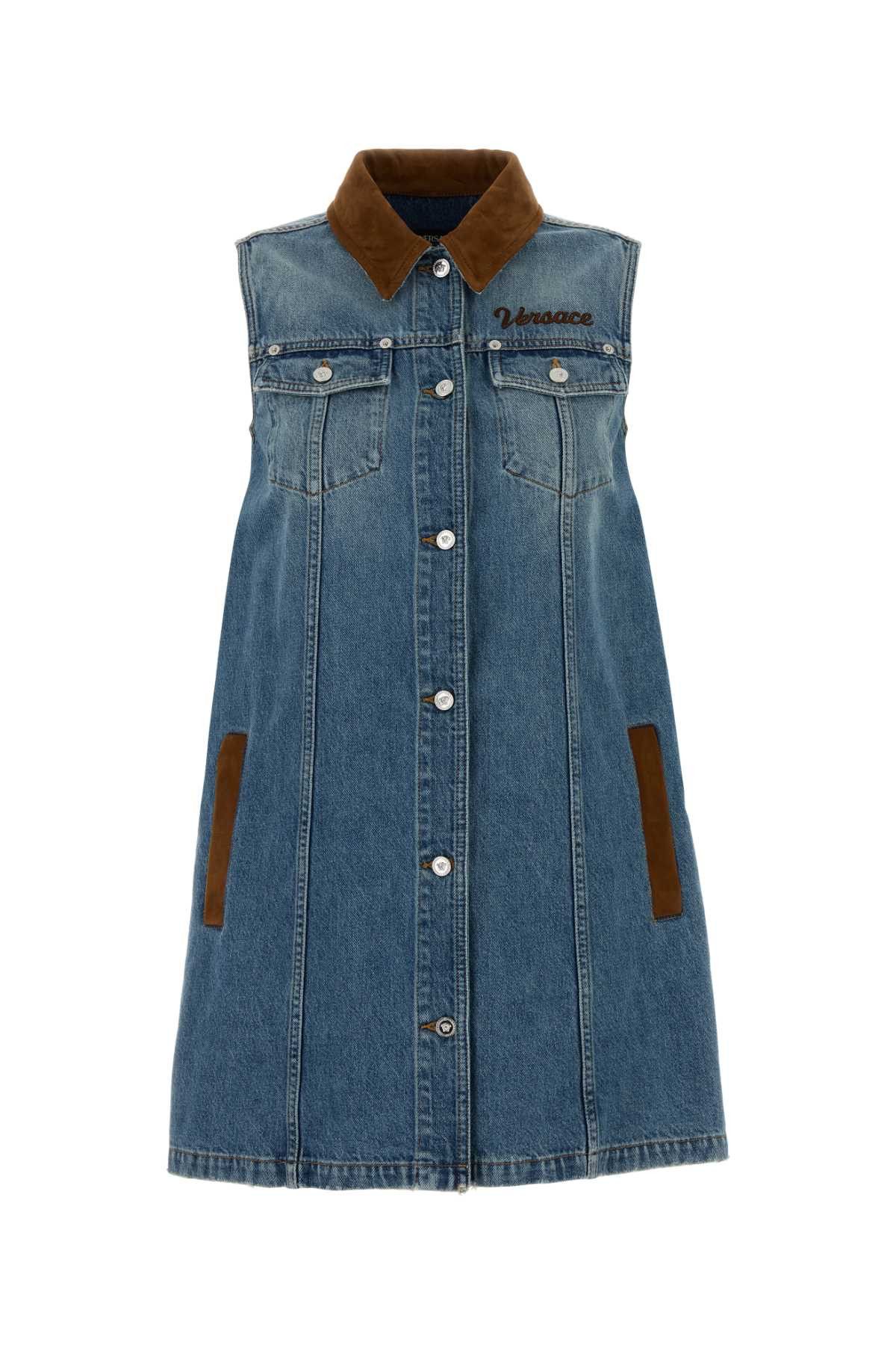 Versace Denim Mini Dress Size M / US 6-8 / IT 42-44 - 1 Thumbnail