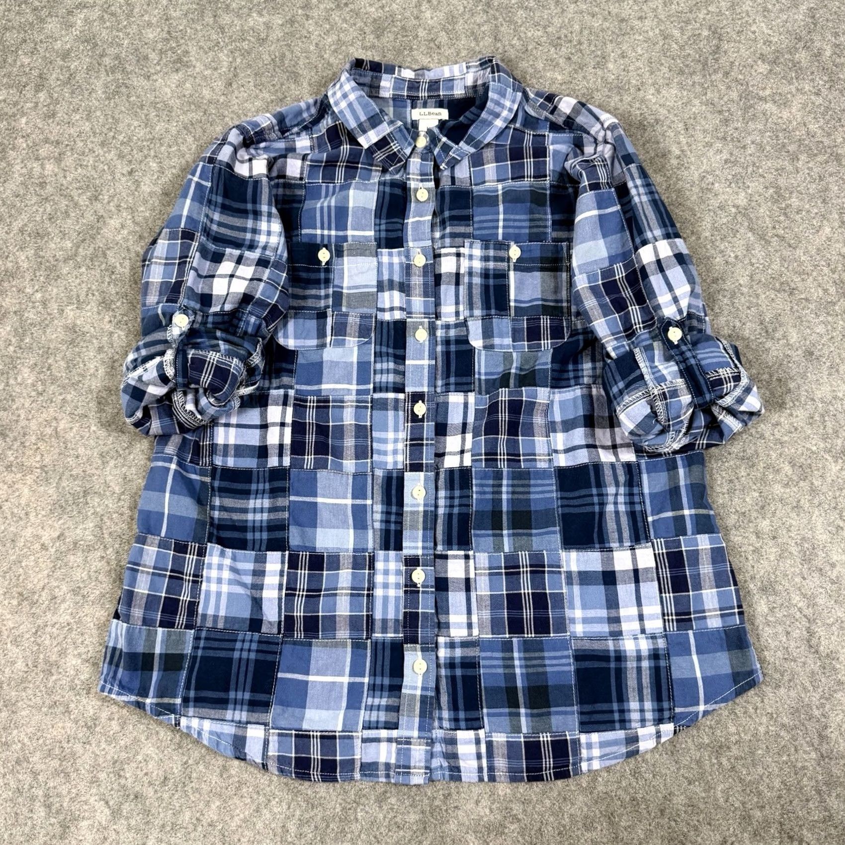 Vintage LL Bean Quilted Patches Button-Up Long Sleeve Shirt Blue Women's Size Medium Size M / US 6-8 / IT 42-44 - 6 Thumbnail