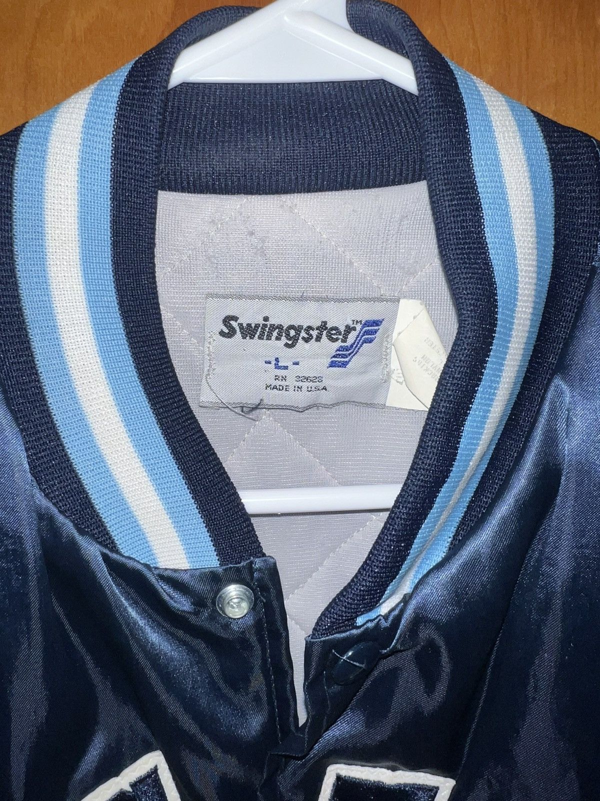 Swingster Vintage 1980s Georgetown Hoyas Bomber, Satin Blue Size US L / EU 52-54 / 3 - 3 Thumbnail