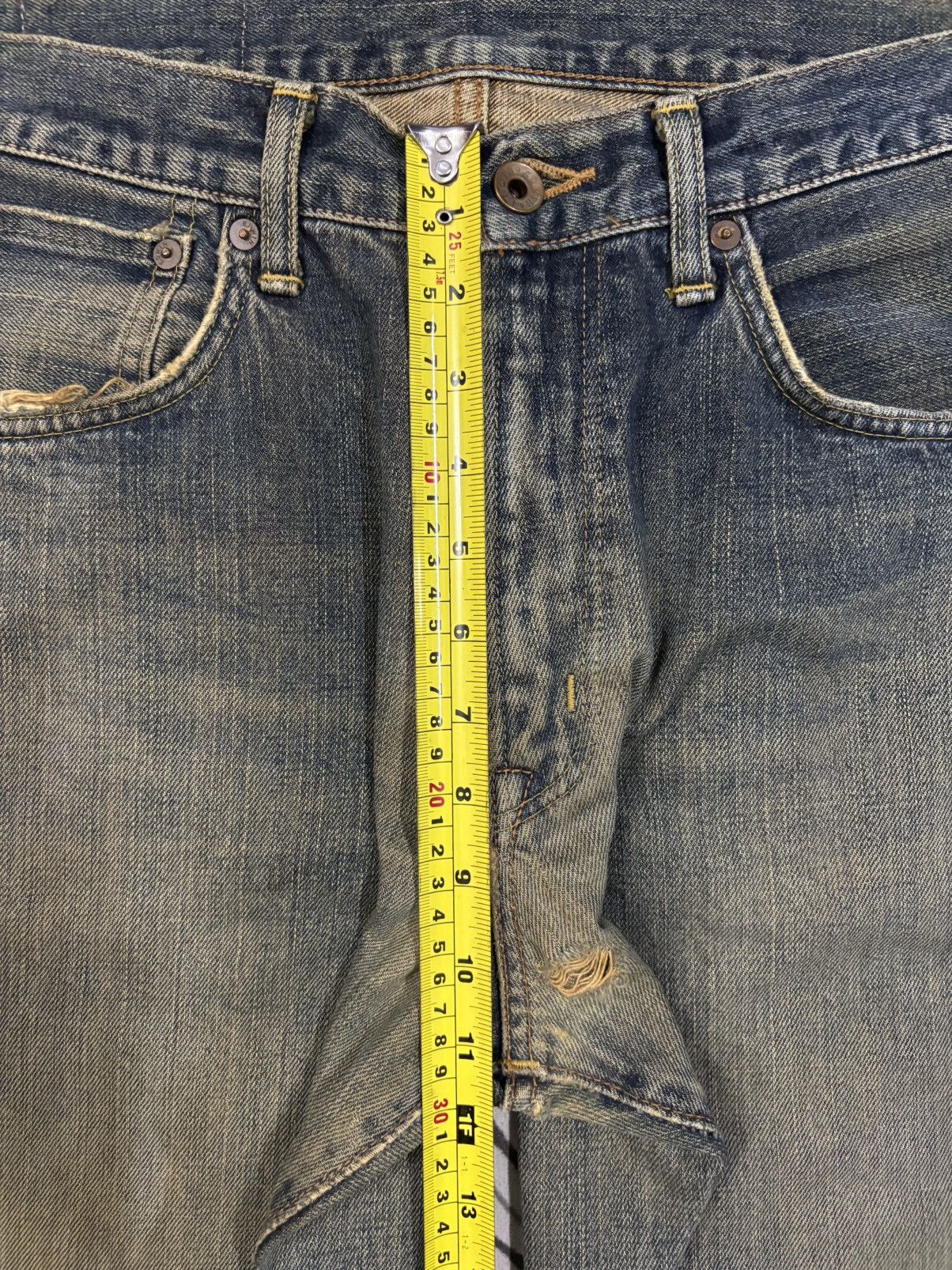 Edwin Vintage Edwin 505X Selvedge Mud Wash Baggy Frayed Leg Jeans Size US 30 / EU 46 - 19 Thumbnail